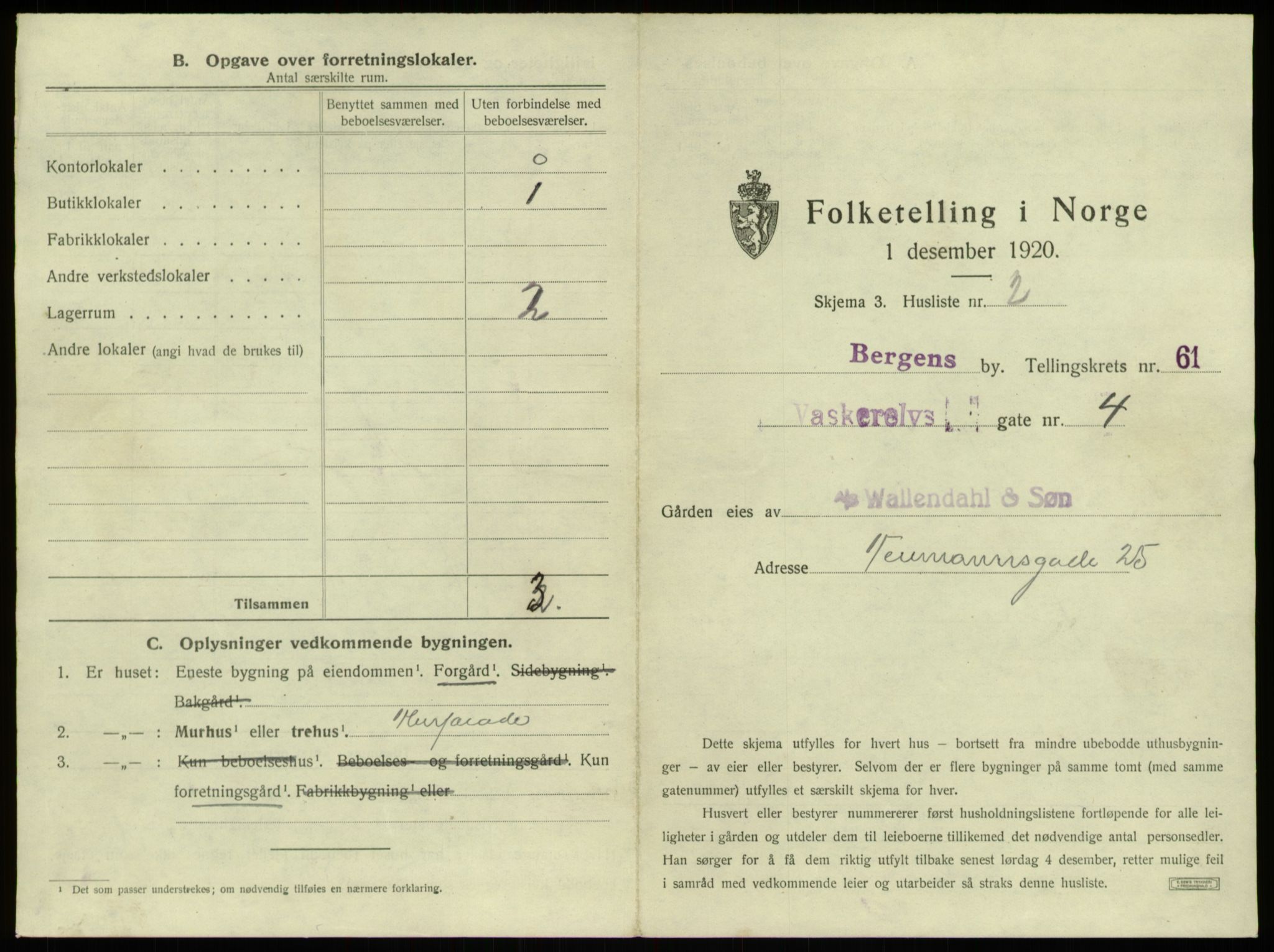 SAB, 1920 census for Bergen, 1920, p. 5502