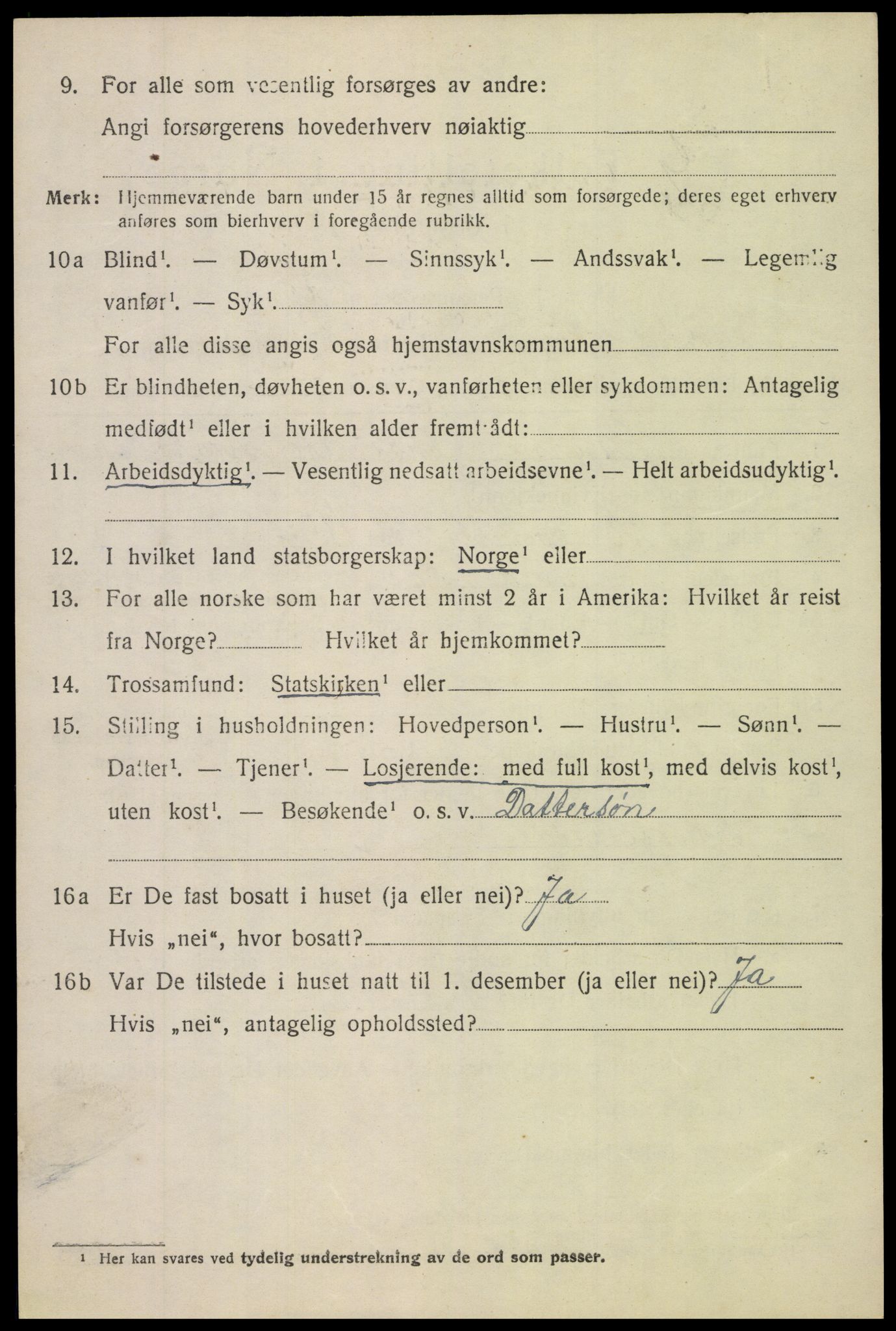 SAH, 1920 census for Nordre Land, 1920, p. 1563