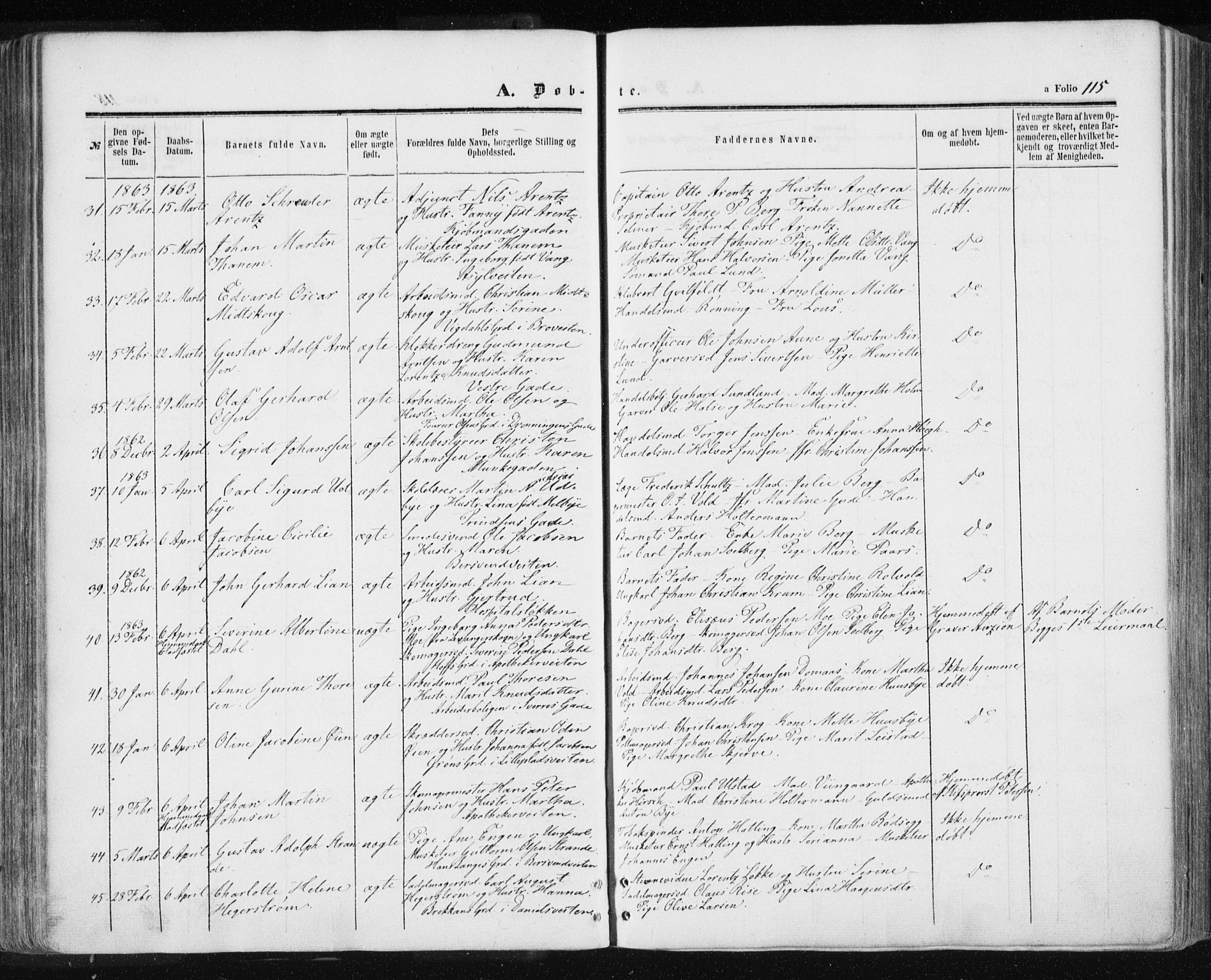 Ministerialprotokoller, klokkerbøker og fødselsregistre - Sør-Trøndelag, SAT/A-1456/601/L0053: Parish register (official) no. 601A21, 1857-1865, p. 115