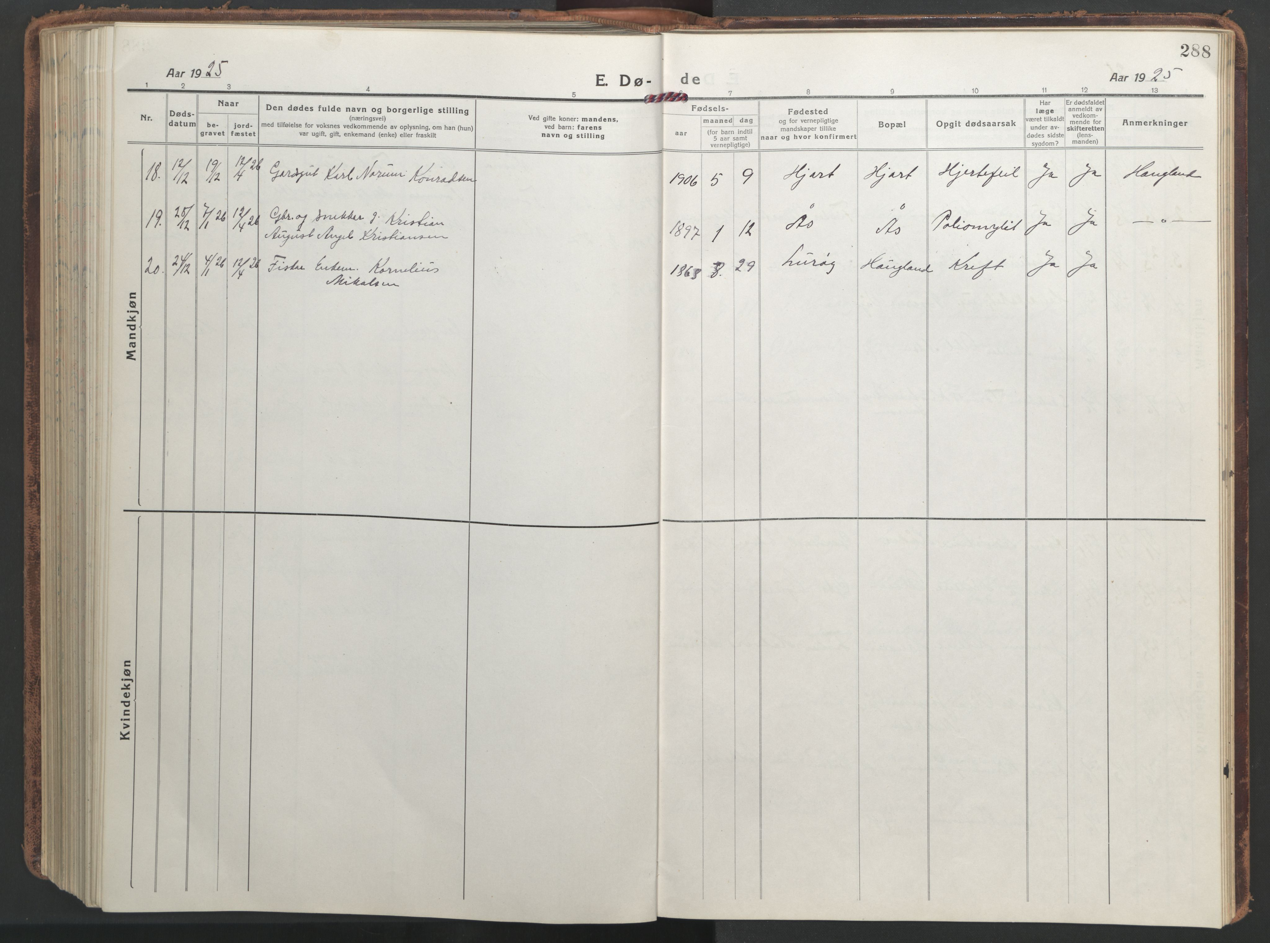 Ministerialprotokoller, klokkerbøker og fødselsregistre - Nordland, AV/SAT-A-1459/839/L0574: Parish register (copy) no. 839C04, 1918-1950, p. 288