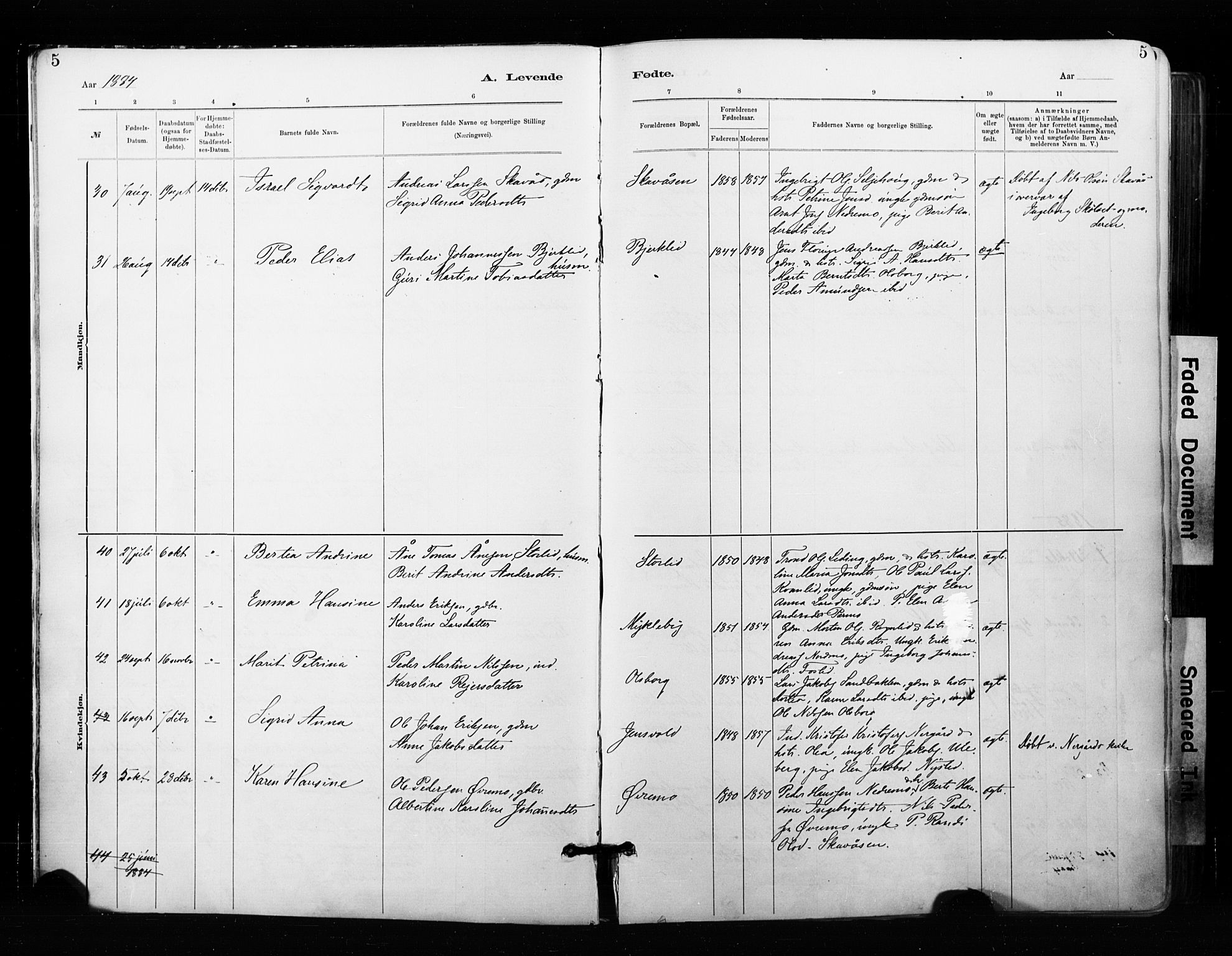 Målselv sokneprestembete, SATØ/S-1311/G/Ga/Gaa/L0007kirke: Parish register (official) no. 7, 1884-1903, p. 5