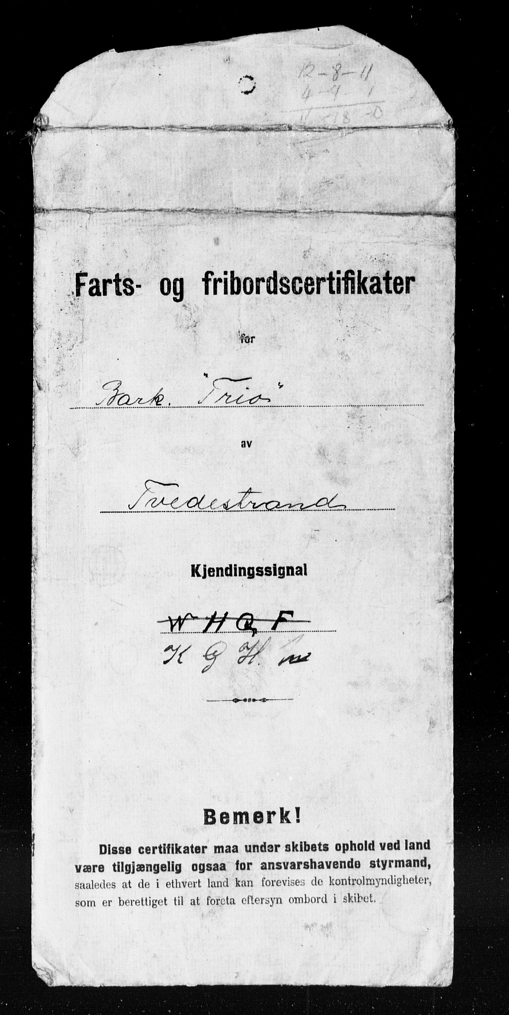 Lillesand tollsted, SAK/1351-0008/H/Ha/L0429: Målebevis, 1894-1923, p. 584