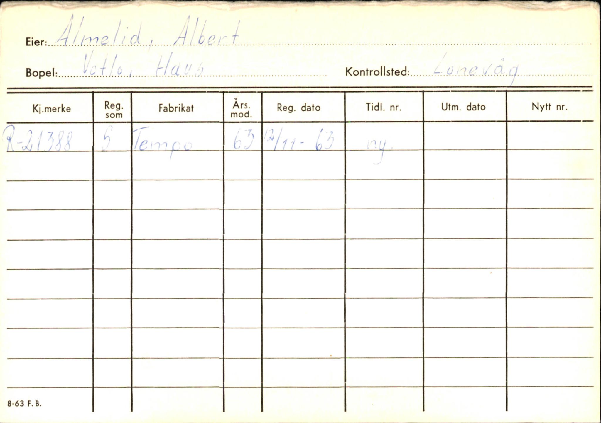 Statens vegvesen, Hordaland vegkontor, SAB/A-5201/2/Ha/L0001: R-eierkort A, 1920-1971, p. 484