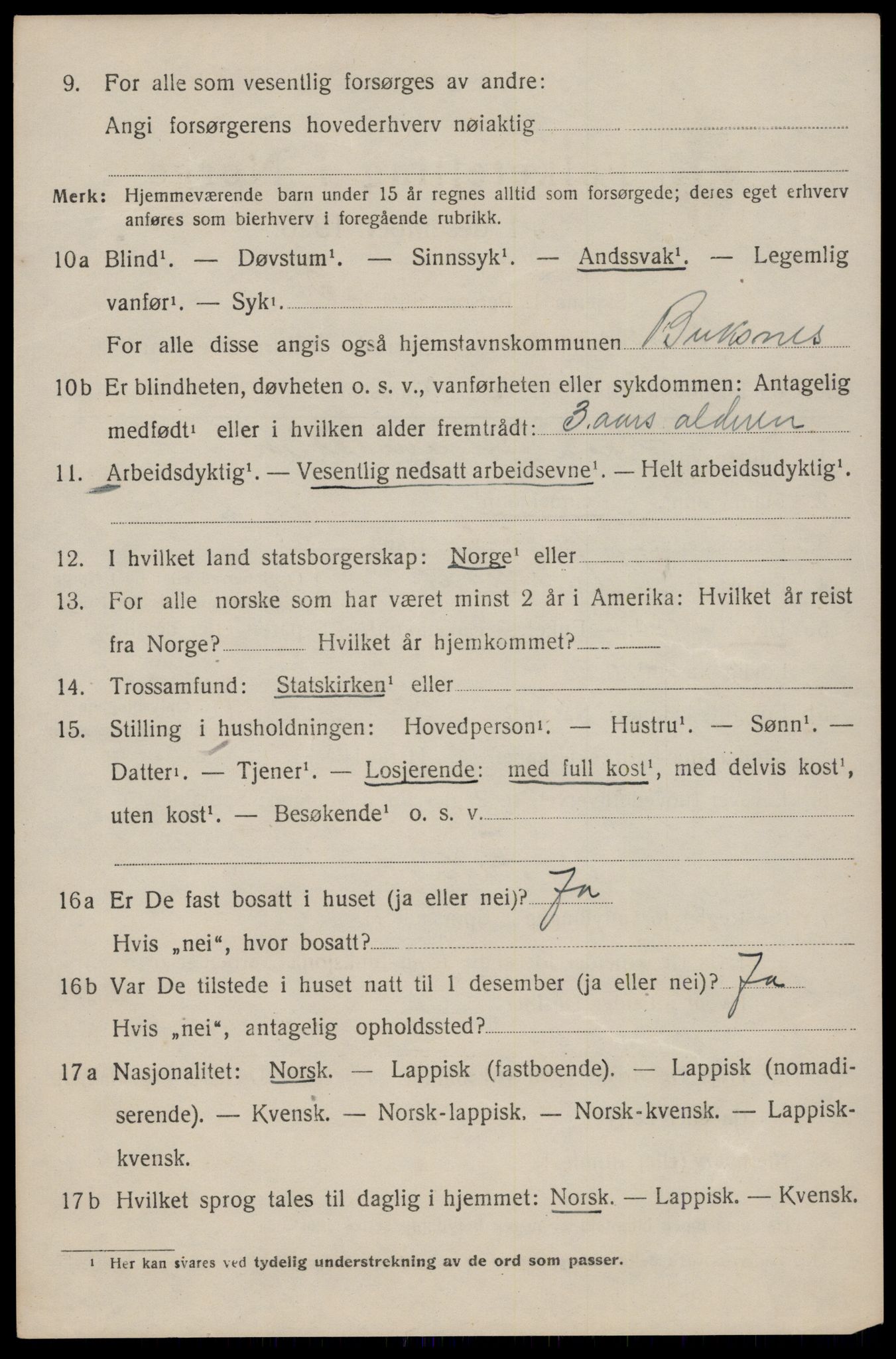 SAT, 1920 census for Buksnes, 1920, p. 960