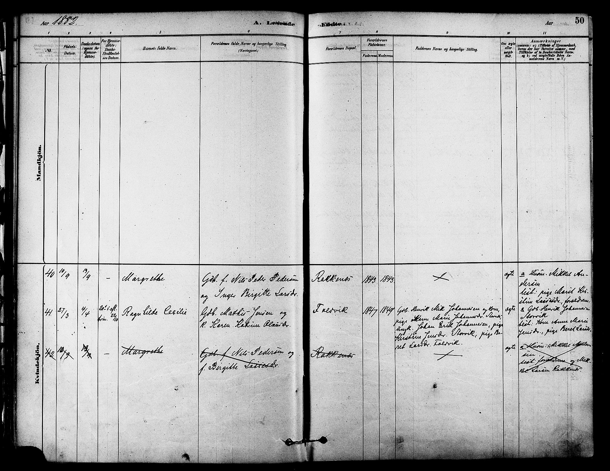 Skjervøy sokneprestkontor, SATØ/S-1300/H/Ha/Haa/L0009kirke: Parish register (official) no. 9, 1878-1887, p. 50