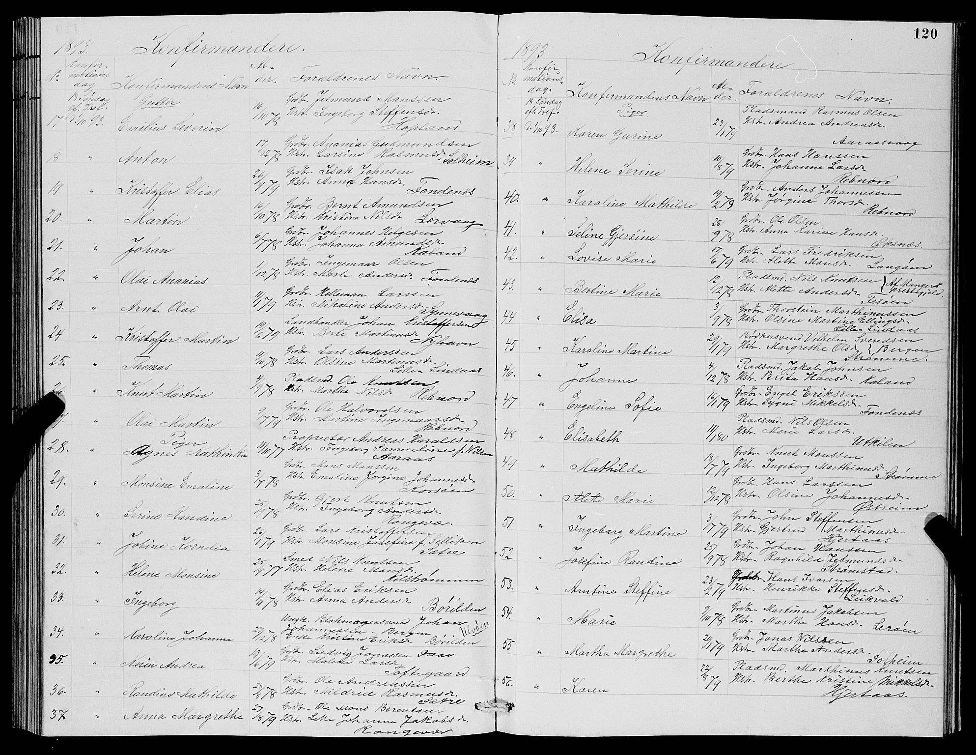 Lindås Sokneprestembete, SAB/A-76701/H/Hab: Parish register (copy) no. C 3, 1886-1893, p. 120