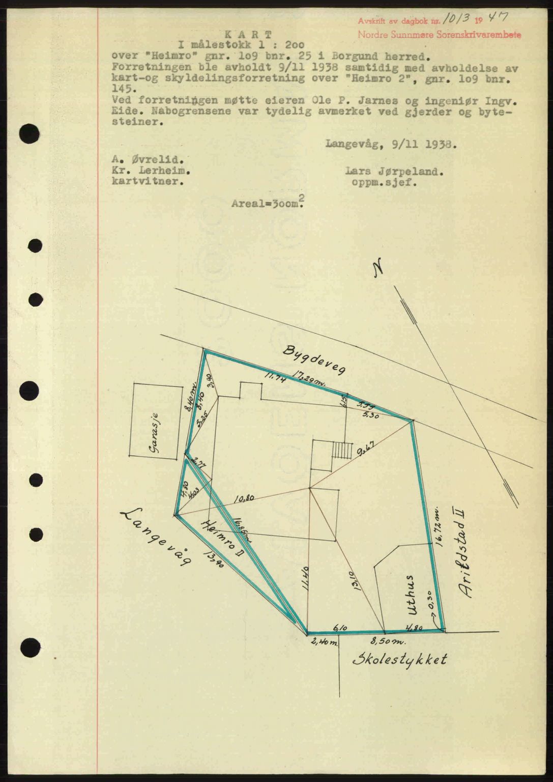 Nordre Sunnmøre sorenskriveri, AV/SAT-A-0006/1/2/2C/2Ca: Mortgage book no. A24, 1947-1947, Diary no: : 1013/1947