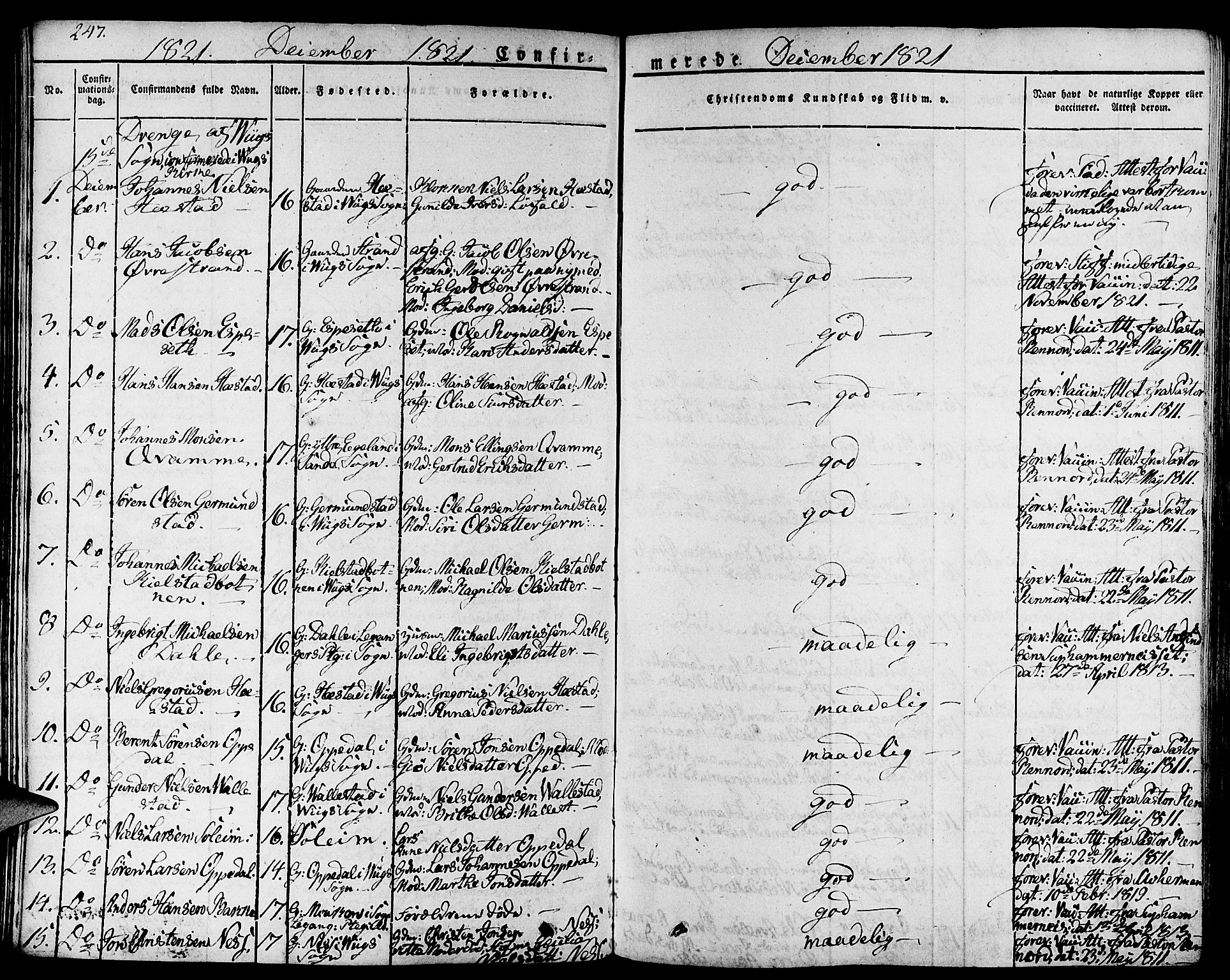 Gaular sokneprestembete, AV/SAB-A-80001/H/Haa: Parish register (official) no. A 3, 1821-1840, p. 247