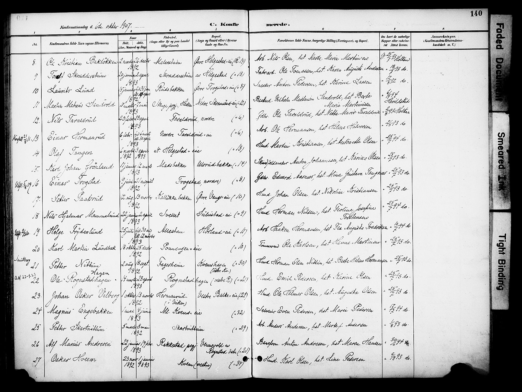 Østre Toten prestekontor, SAH/PREST-104/H/Ha/Haa/L0009: Parish register (official) no. 9, 1897-1913, p. 140