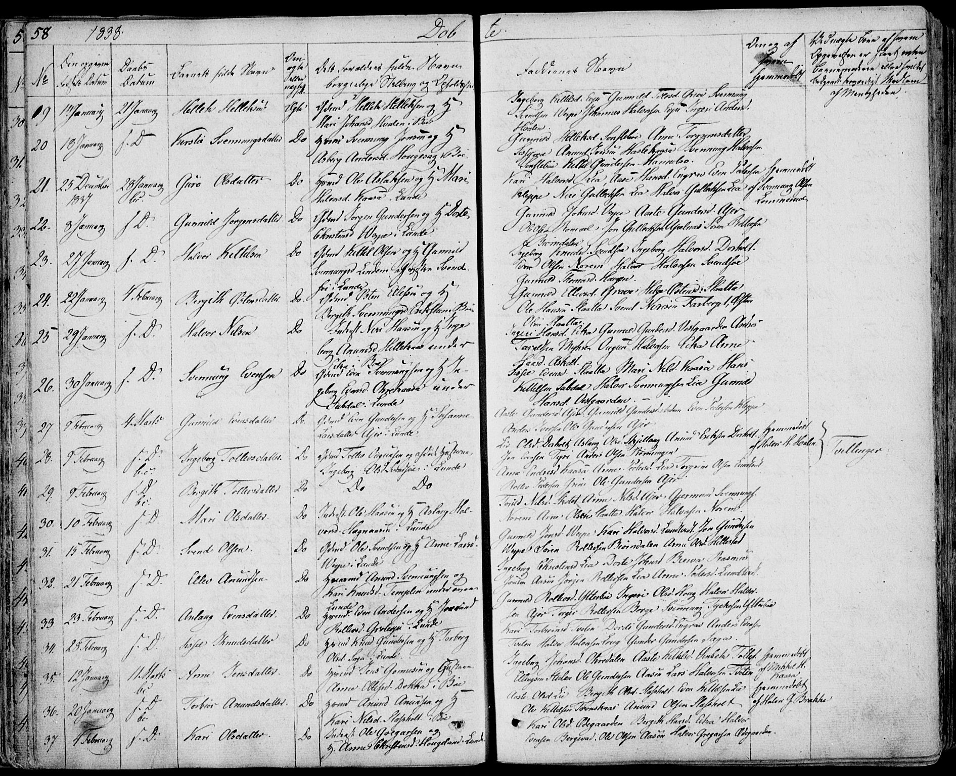 Bø kirkebøker, SAKO/A-257/F/Fa/L0007: Parish register (official) no. 7, 1831-1848, p. 58