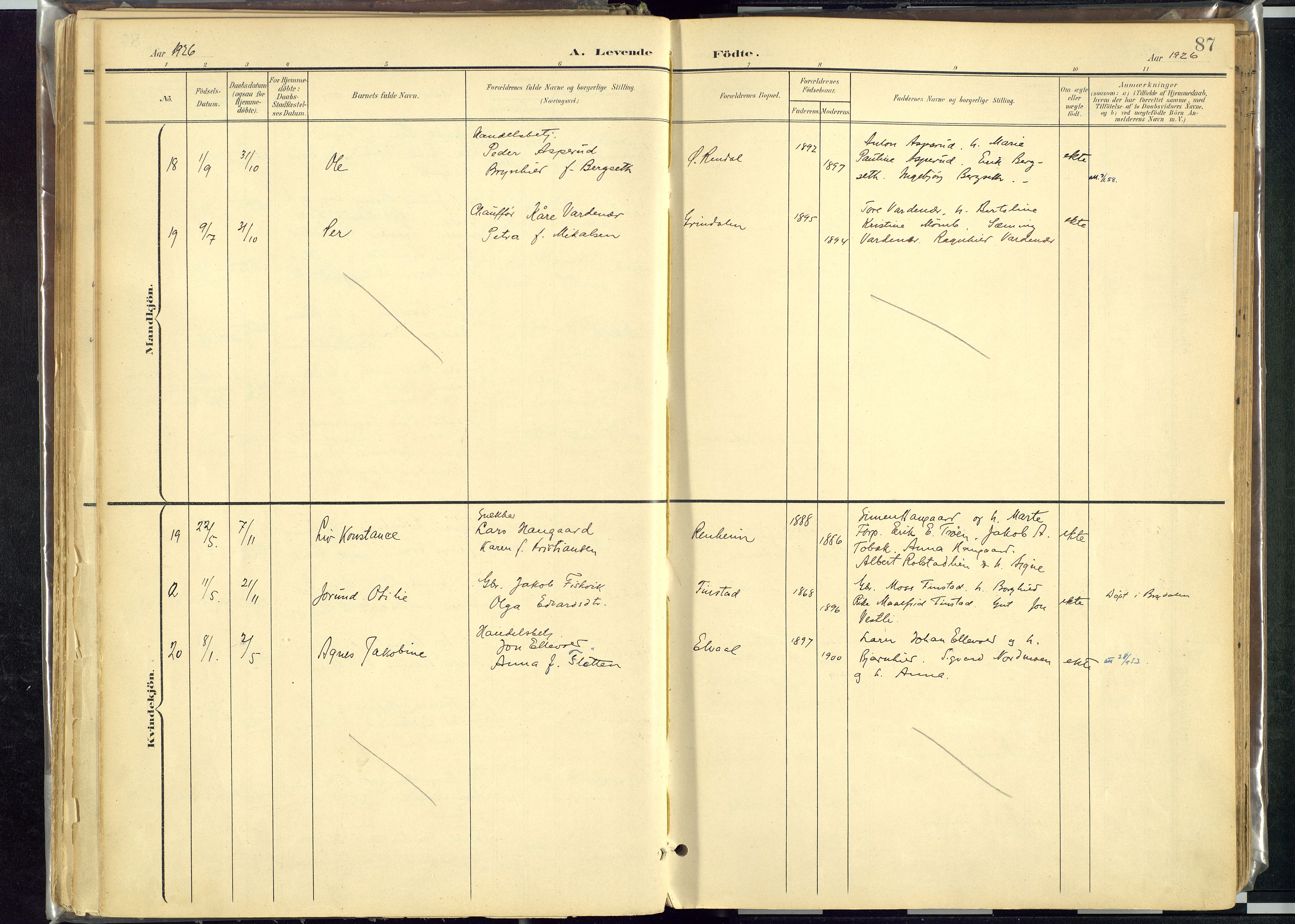 Rendalen prestekontor, AV/SAH-PREST-054/H/Ha/Haa/L0012: Parish register (official) no. 12, 1901-1928, p. 87