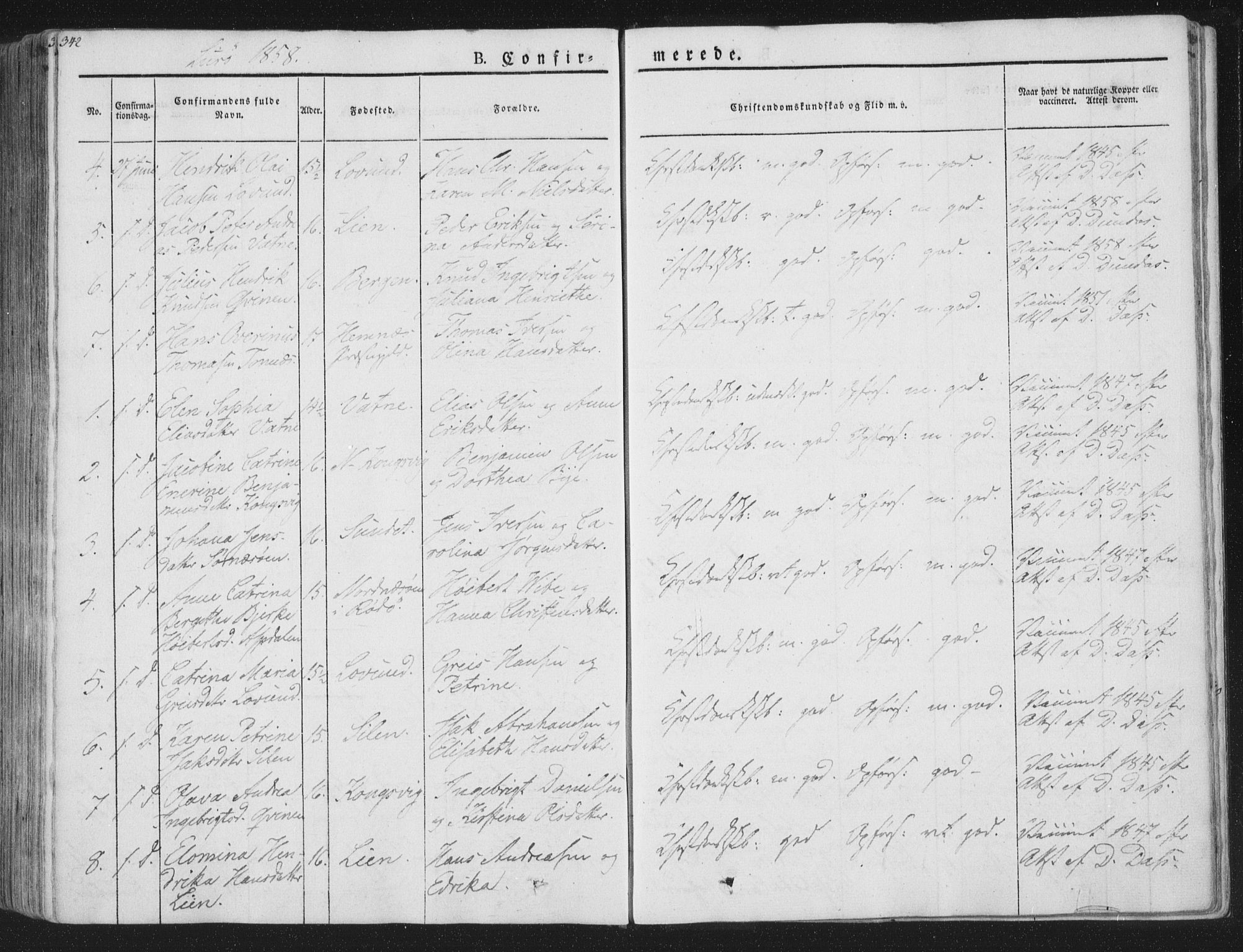 Ministerialprotokoller, klokkerbøker og fødselsregistre - Nordland, AV/SAT-A-1459/839/L0565: Parish register (official) no. 839A02, 1825-1862, p. 342