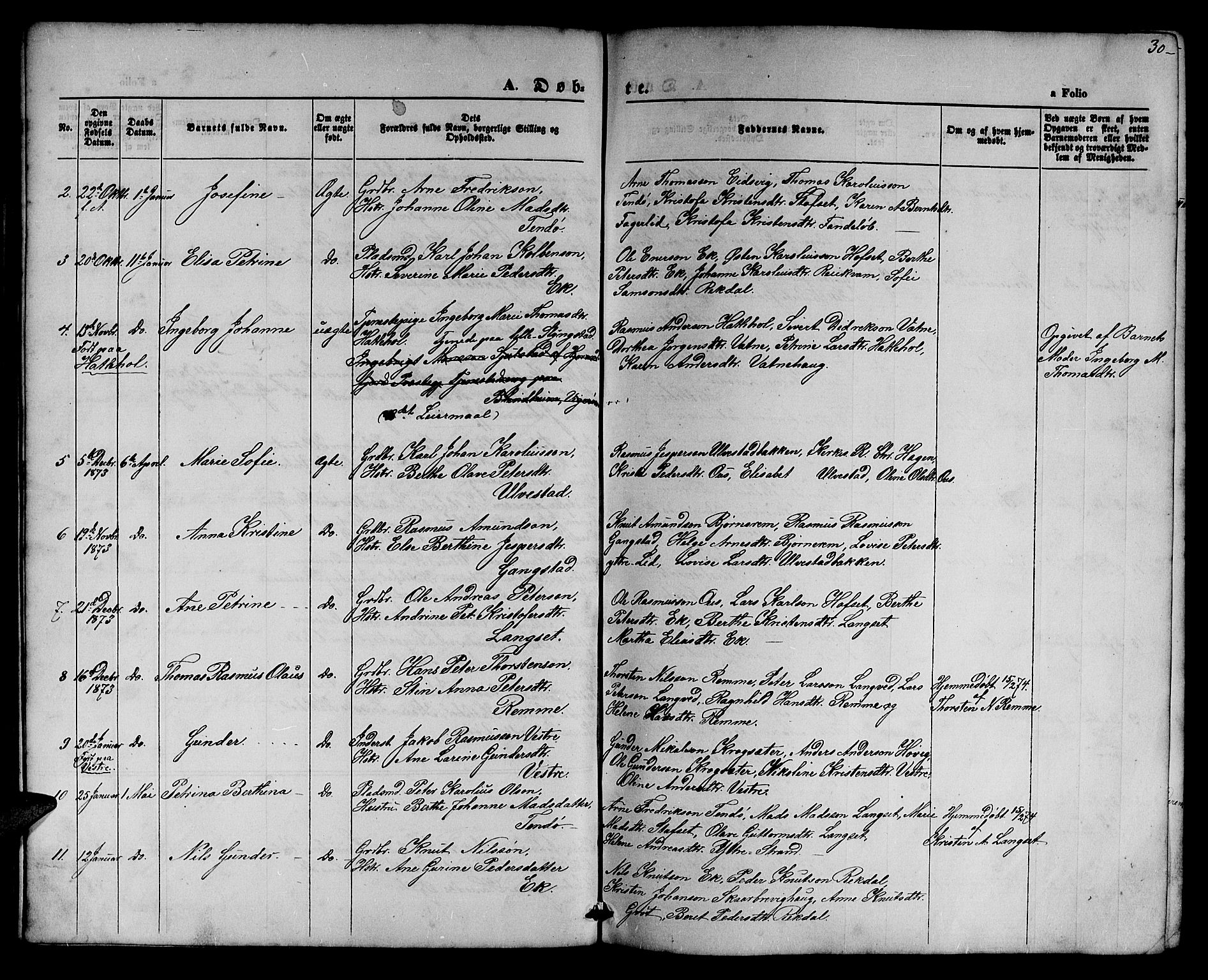 Ministerialprotokoller, klokkerbøker og fødselsregistre - Møre og Romsdal, AV/SAT-A-1454/525/L0375: Parish register (copy) no. 525C01, 1865-1879, p. 30