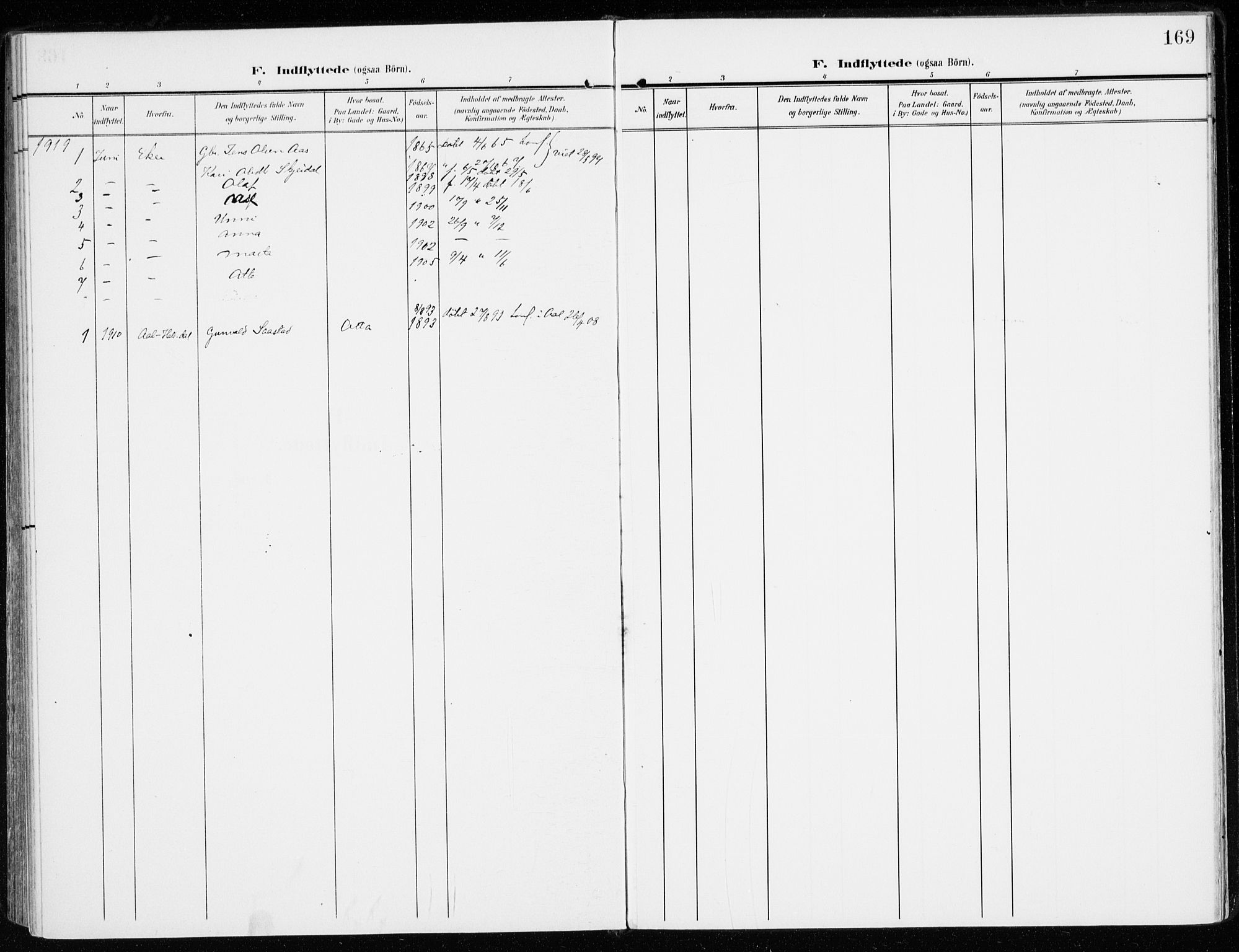 Sel prestekontor, SAH/PREST-074/H/Ha/Haa/L0002: Parish register (official) no. 2, 1905-1919, p. 169