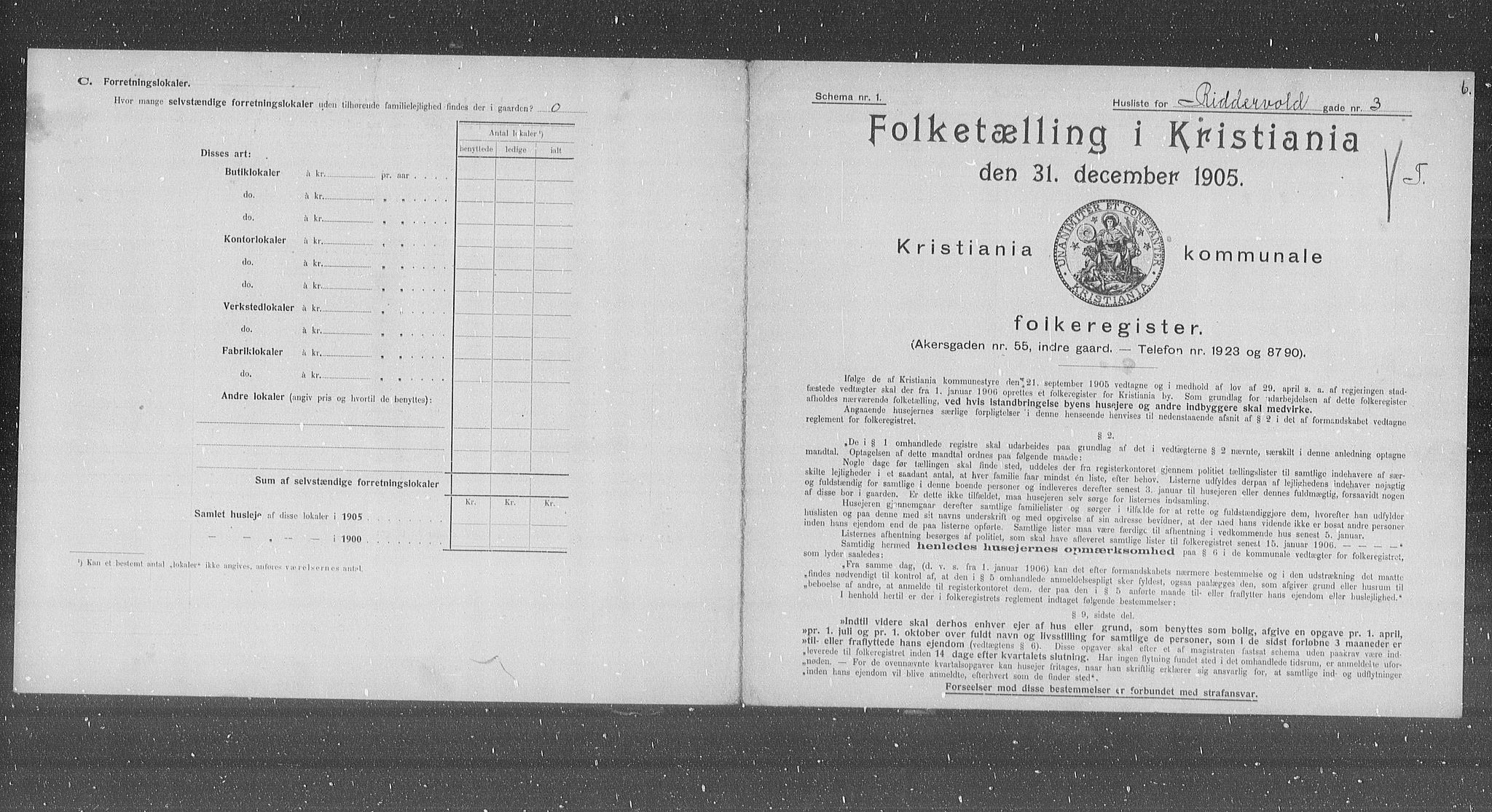 OBA, Municipal Census 1905 for Kristiania, 1905, p. 43725