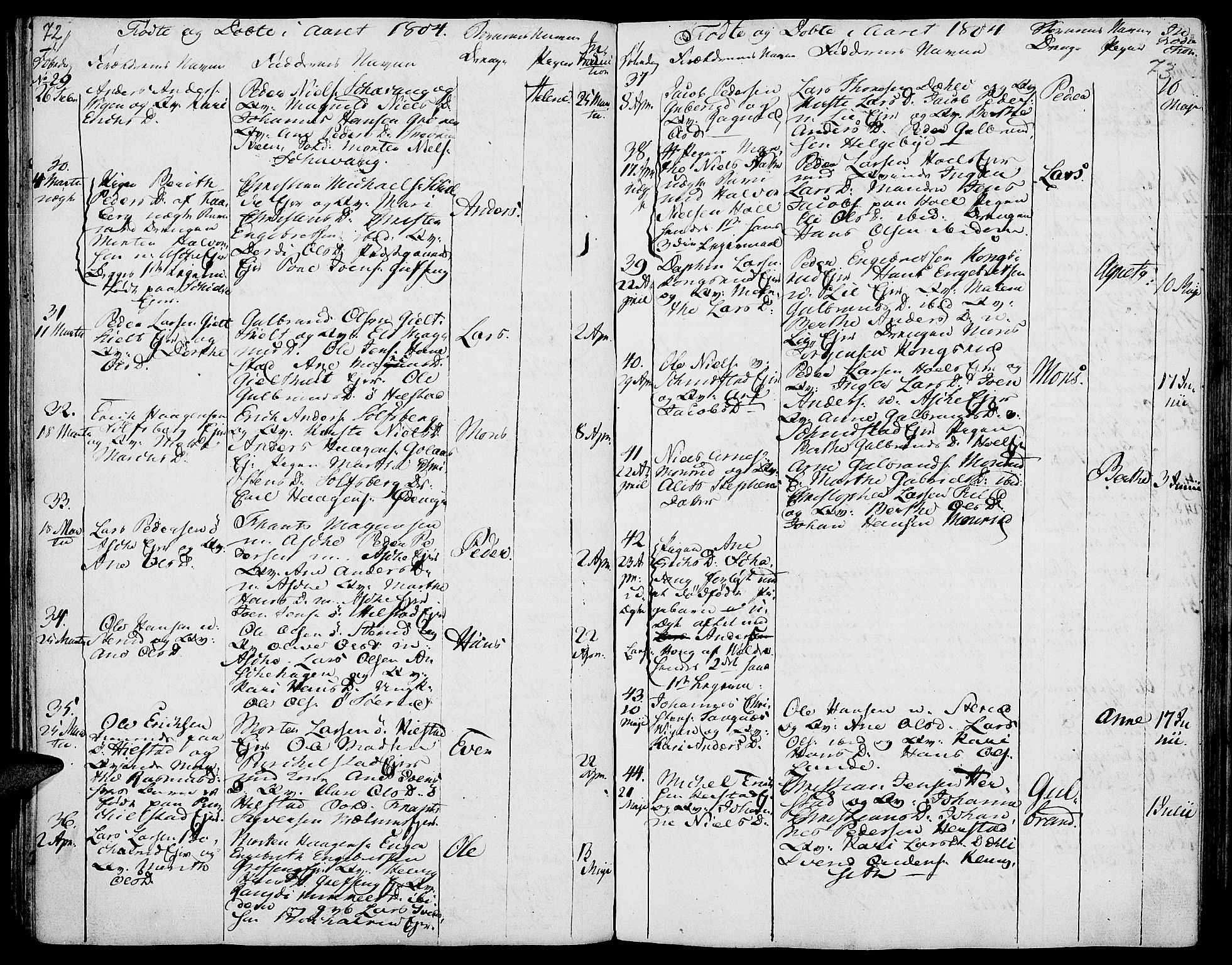 Nes prestekontor, Hedmark, AV/SAH-PREST-020/K/Ka/L0001: Parish register (official) no. 1, 1802-1814, p. 72-73