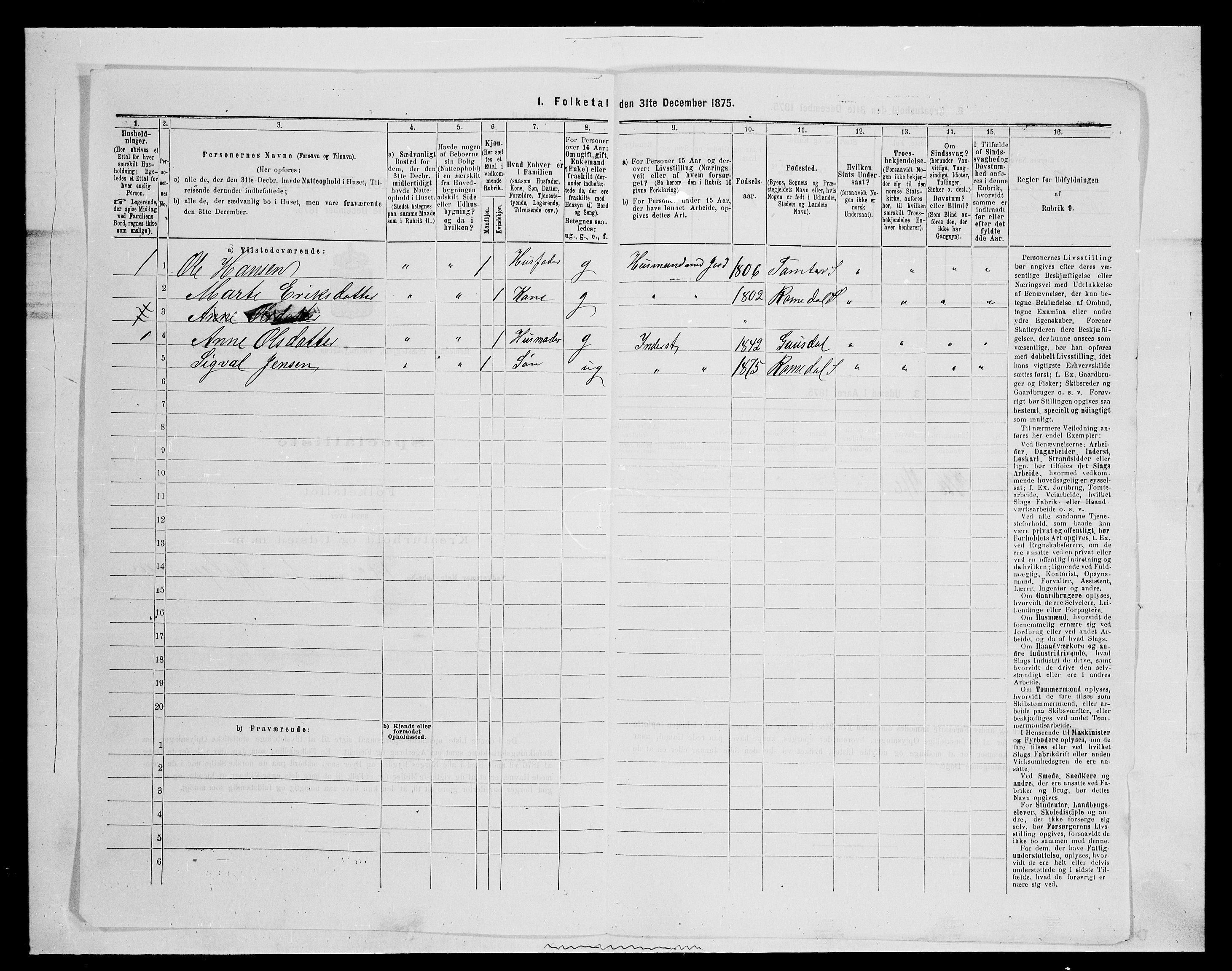 SAH, 1875 census for 0416P Romedal, 1875, p. 266