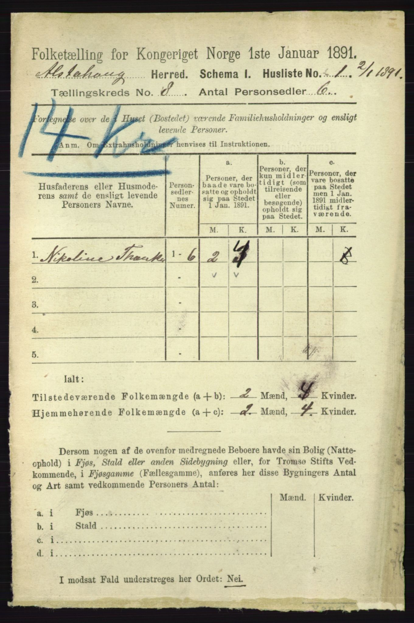 RA, 1891 census for 1820 Alstahaug, 1891, p. 2855