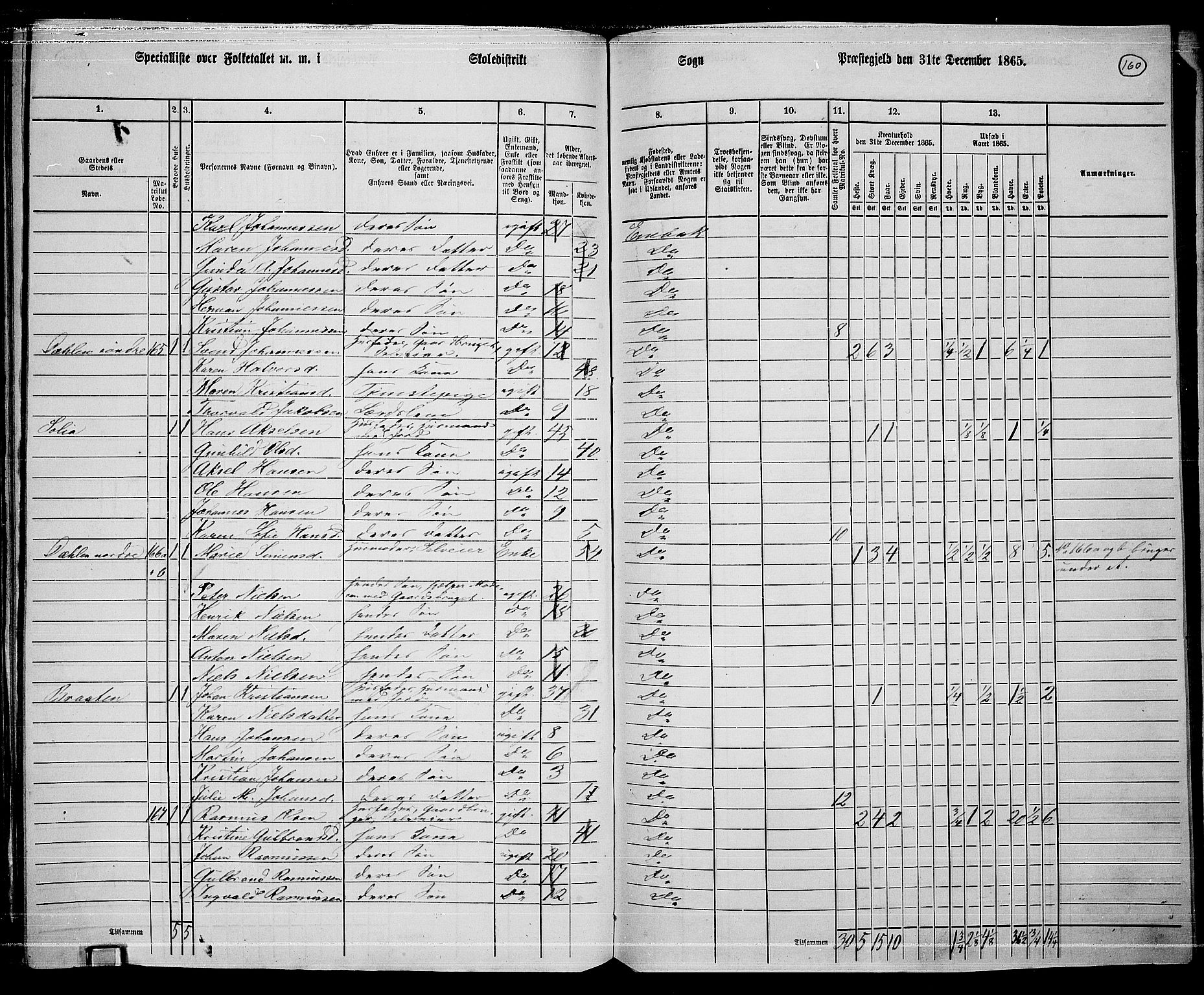 RA, 1865 census for Enebakk, 1865, p. 142