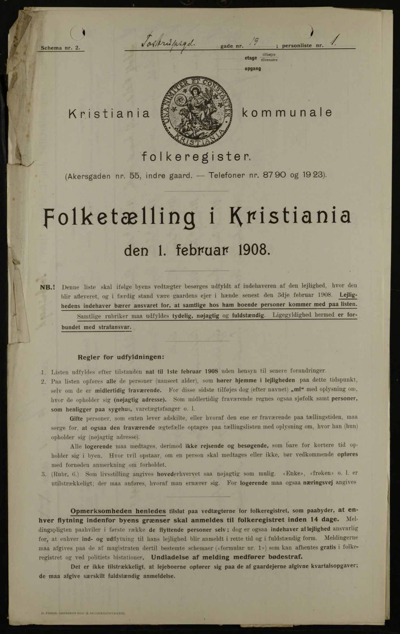 OBA, Municipal Census 1908 for Kristiania, 1908, p. 103689
