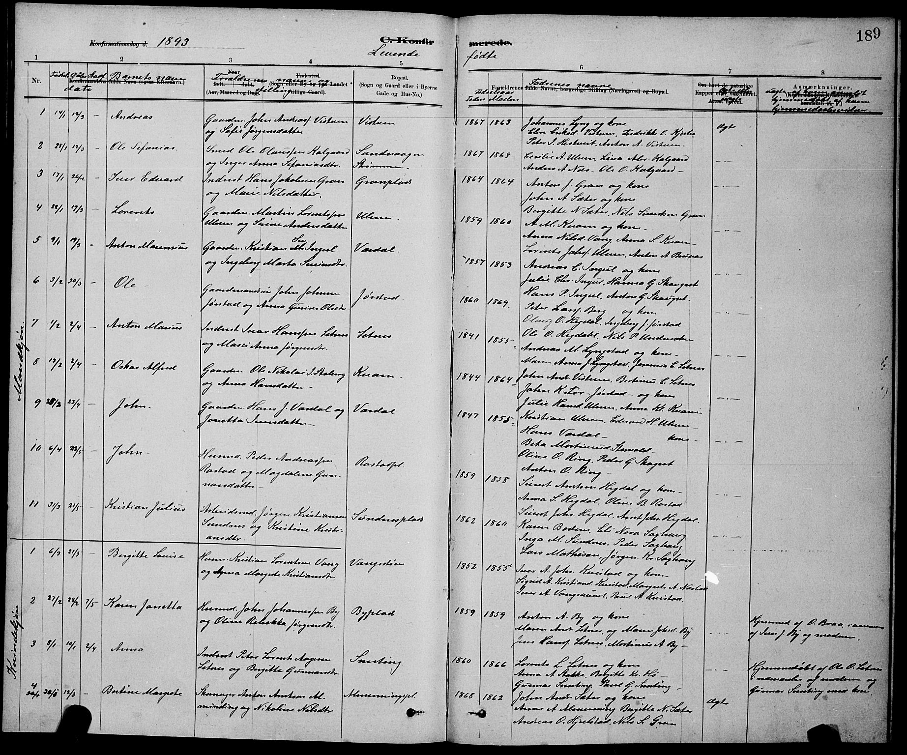 Ministerialprotokoller, klokkerbøker og fødselsregistre - Nord-Trøndelag, AV/SAT-A-1458/730/L0301: Parish register (copy) no. 730C04, 1880-1897, p. 189