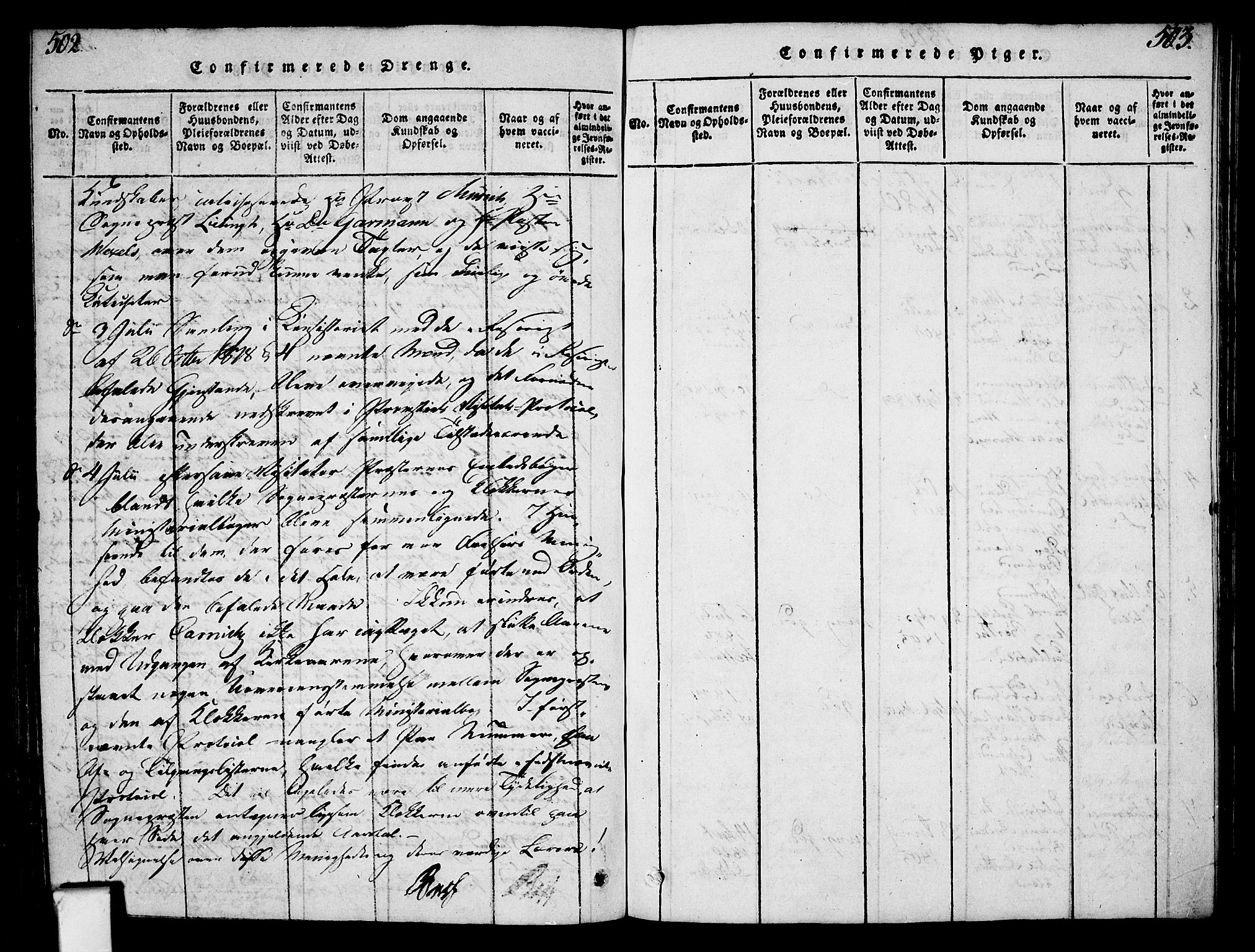 Oslo domkirke Kirkebøker, SAO/A-10752/F/Fa/L0007: Parish register (official) no. 7, 1817-1824, p. 502-503
