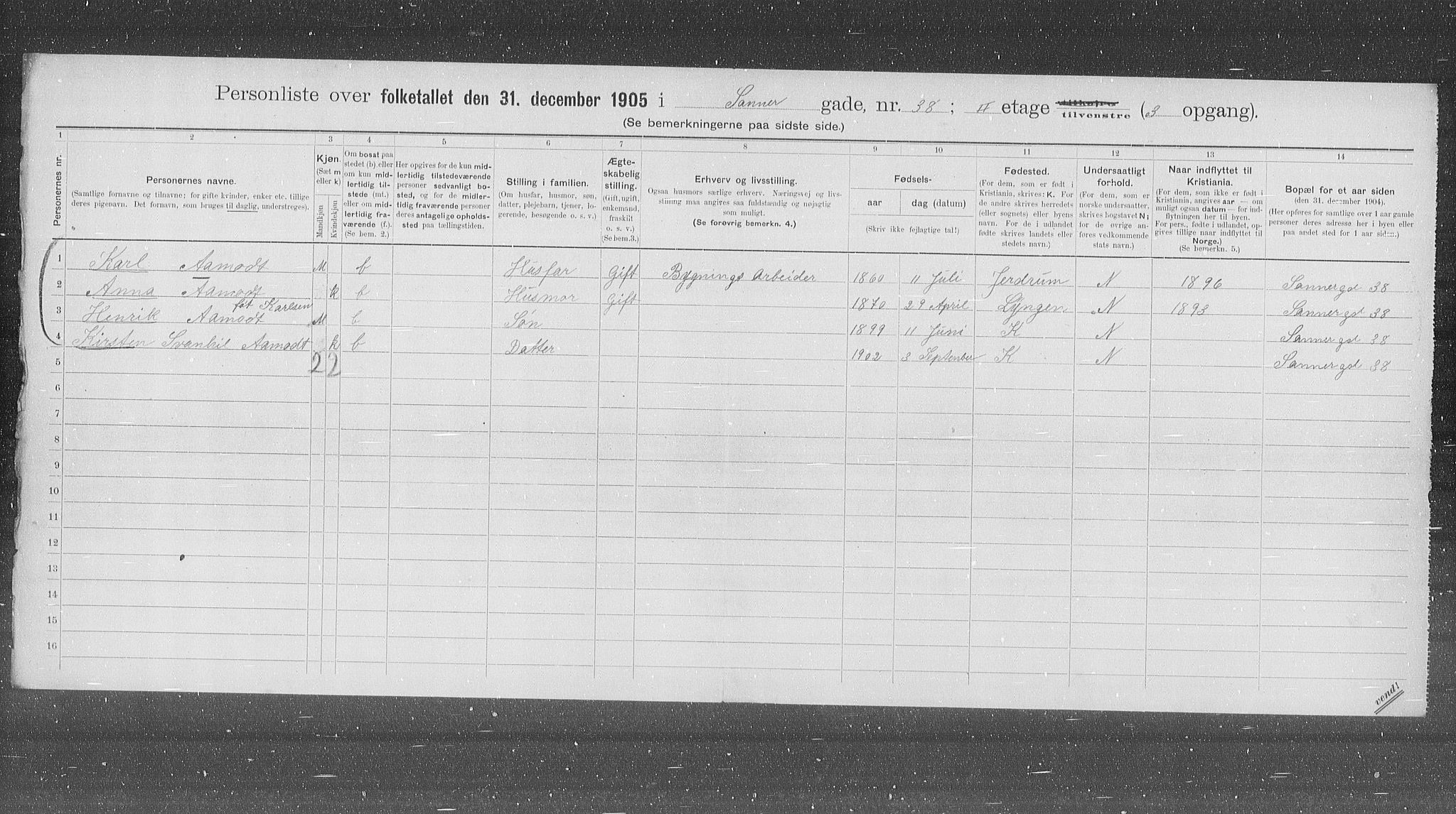 OBA, Municipal Census 1905 for Kristiania, 1905, p. 46347