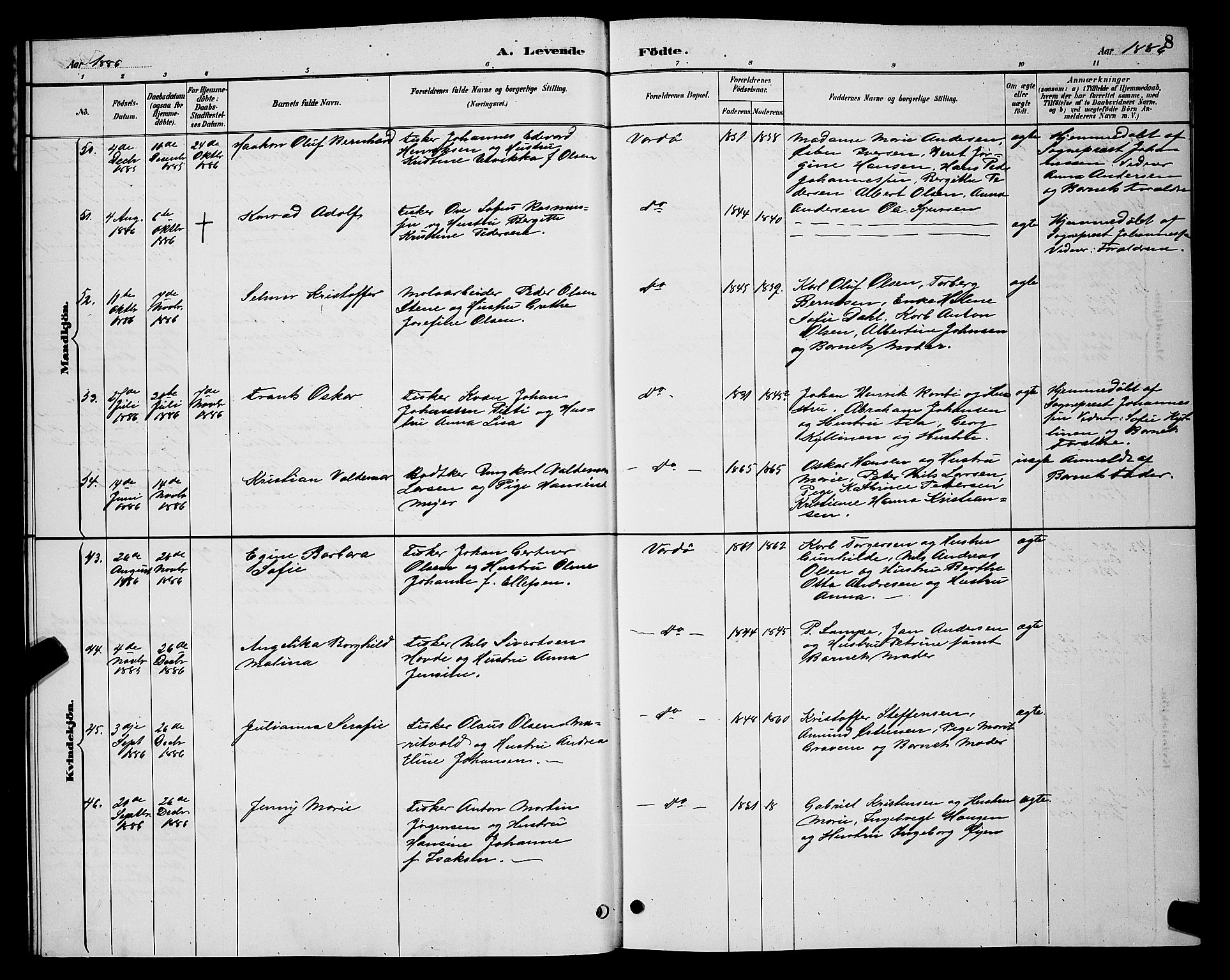 Vardø sokneprestkontor, AV/SATØ-S-1332/H/Hb/L0005klokker: Parish register (copy) no. 5, 1887-1892, p. 8