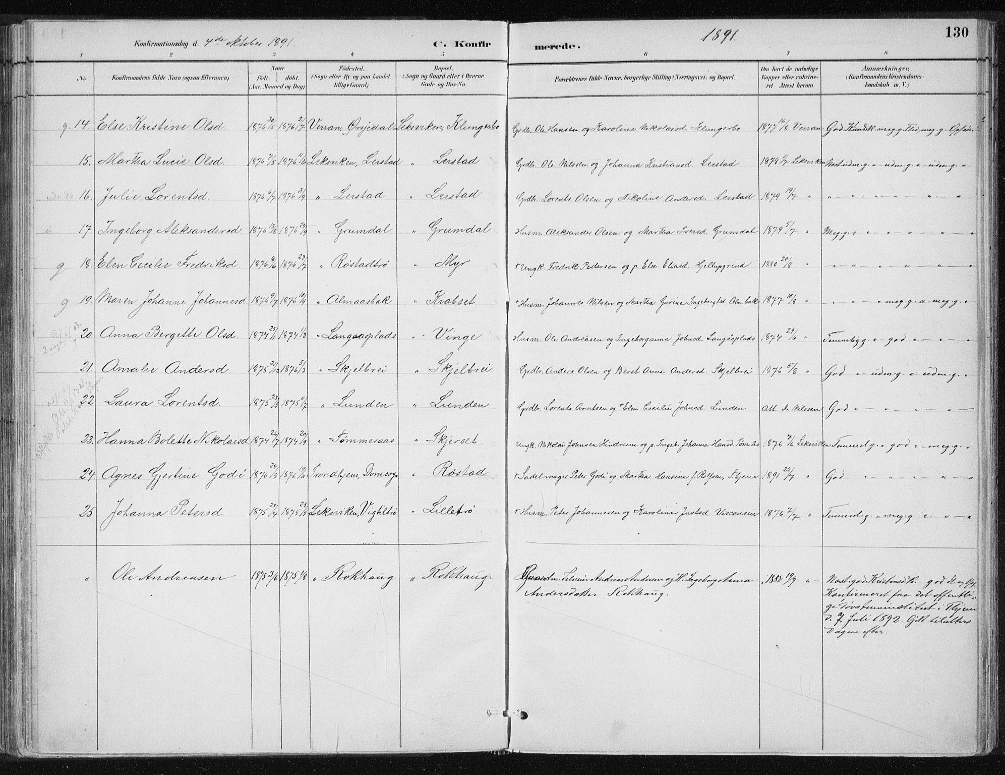 Ministerialprotokoller, klokkerbøker og fødselsregistre - Nord-Trøndelag, SAT/A-1458/701/L0010: Parish register (official) no. 701A10, 1883-1899, p. 130