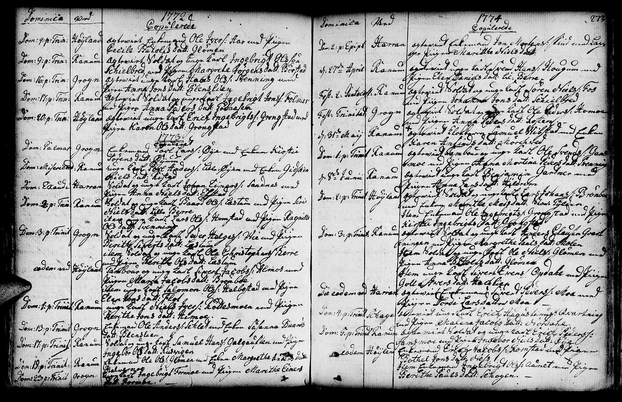 Ministerialprotokoller, klokkerbøker og fødselsregistre - Nord-Trøndelag, SAT/A-1458/764/L0542: Parish register (official) no. 764A02, 1748-1779, p. 273
