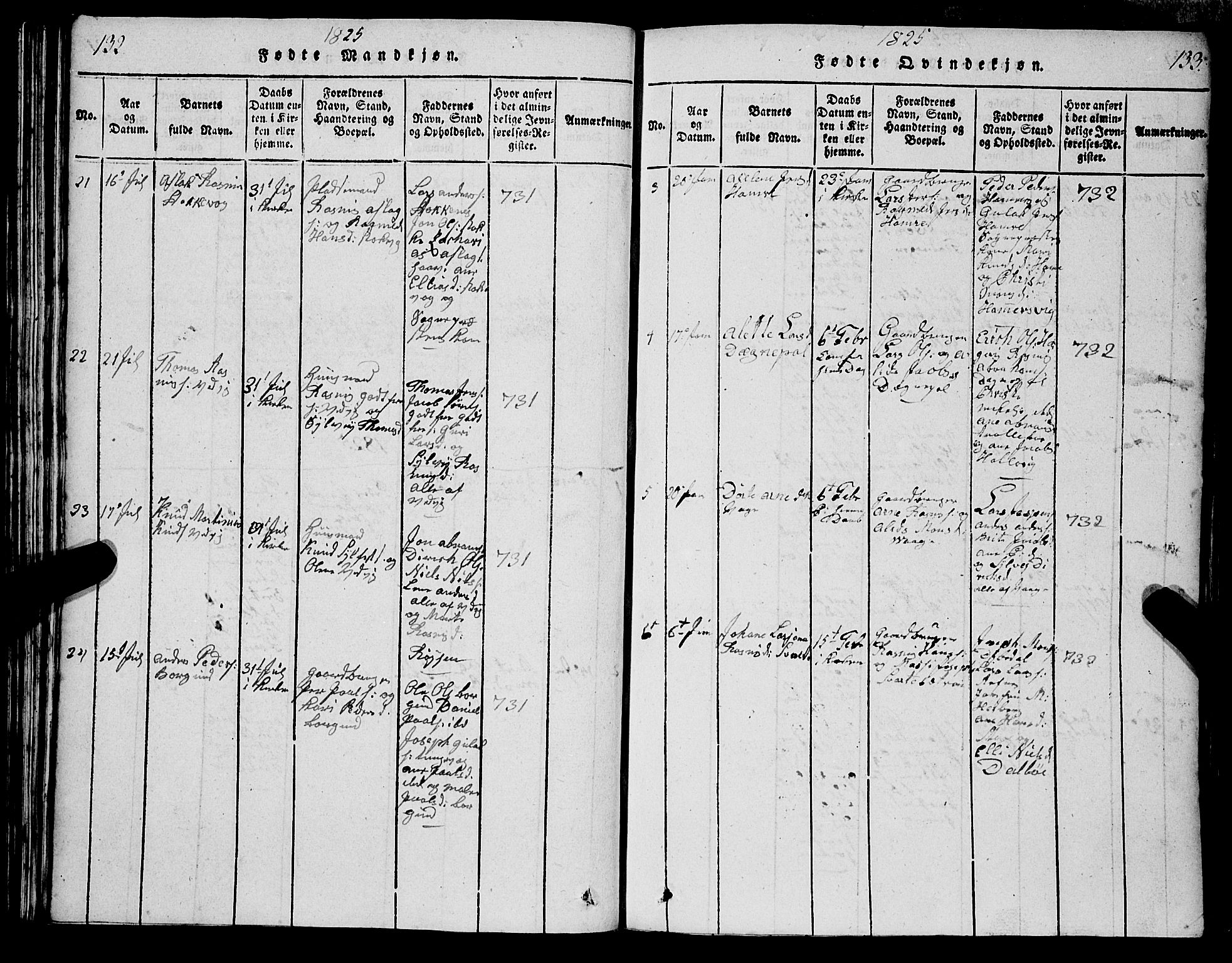 Selje sokneprestembete, AV/SAB-A-99938/H/Ha/Hab/Haba: Parish register (copy) no. A 1, 1816-1828, p. 132-133