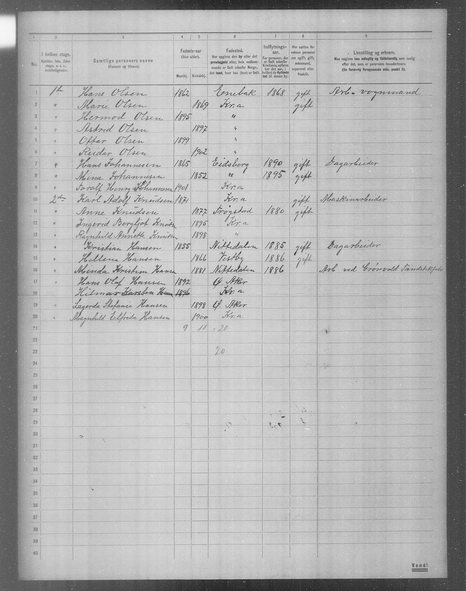 OBA, Municipal Census 1904 for Kristiania, 1904, p. 14306