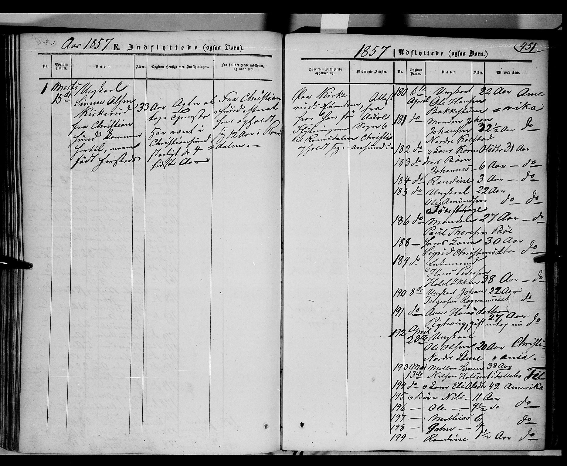 Gausdal prestekontor, AV/SAH-PREST-090/H/Ha/Haa/L0008: Parish register (official) no. 8, 1850-1861, p. 451