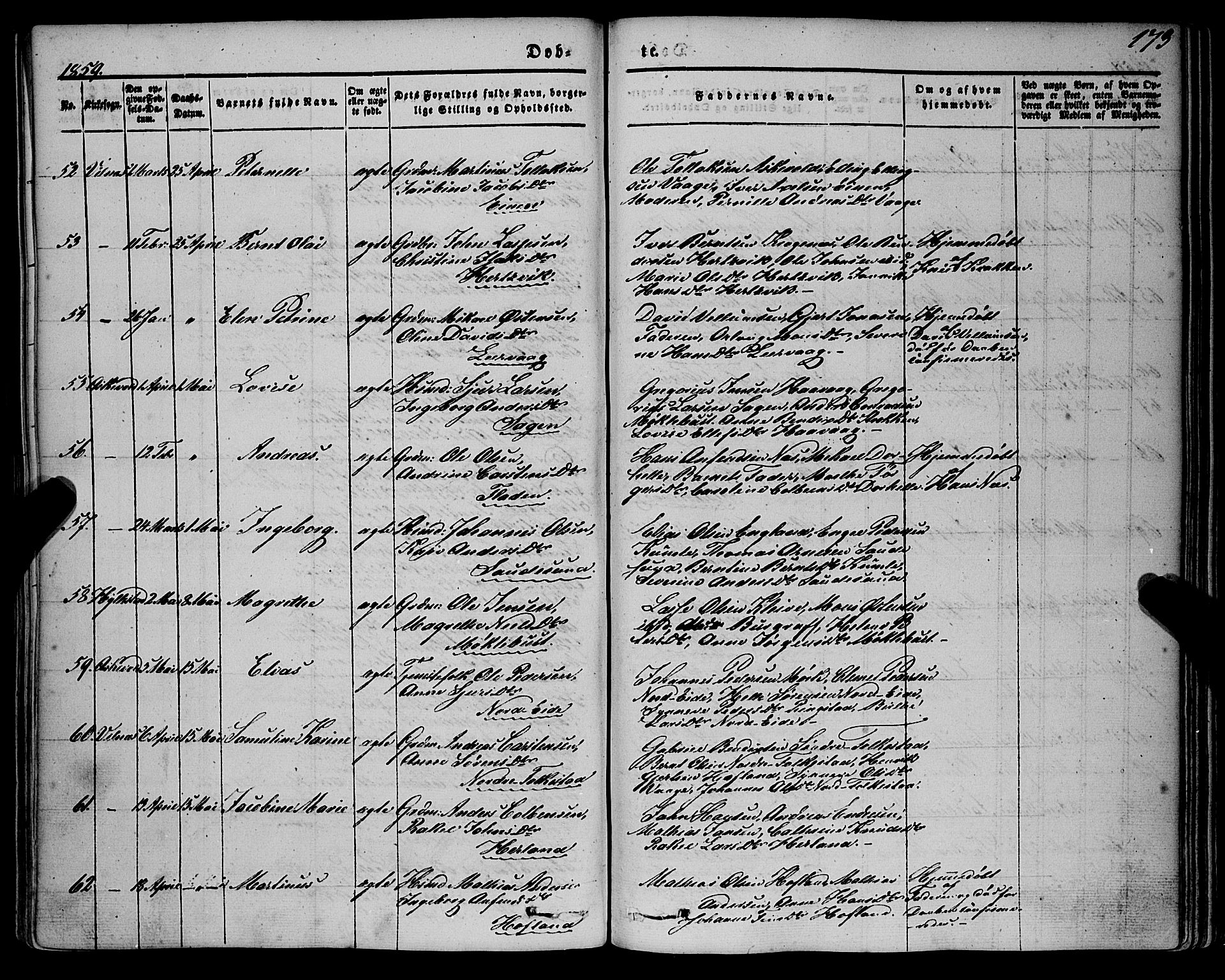 Askvoll sokneprestembete, SAB/A-79501/H/Haa/Haaa/L0011/0001: Parish register (official) no. A 11 I, 1845-1864, p. 173