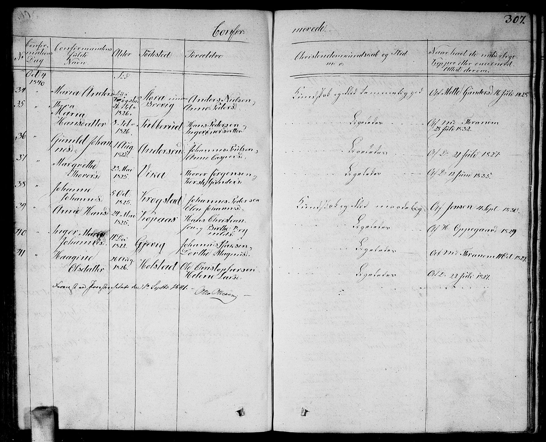 Enebakk prestekontor Kirkebøker, AV/SAO-A-10171c/G/Ga/L0003: Parish register (copy) no. I 3, 1833-1849, p. 307