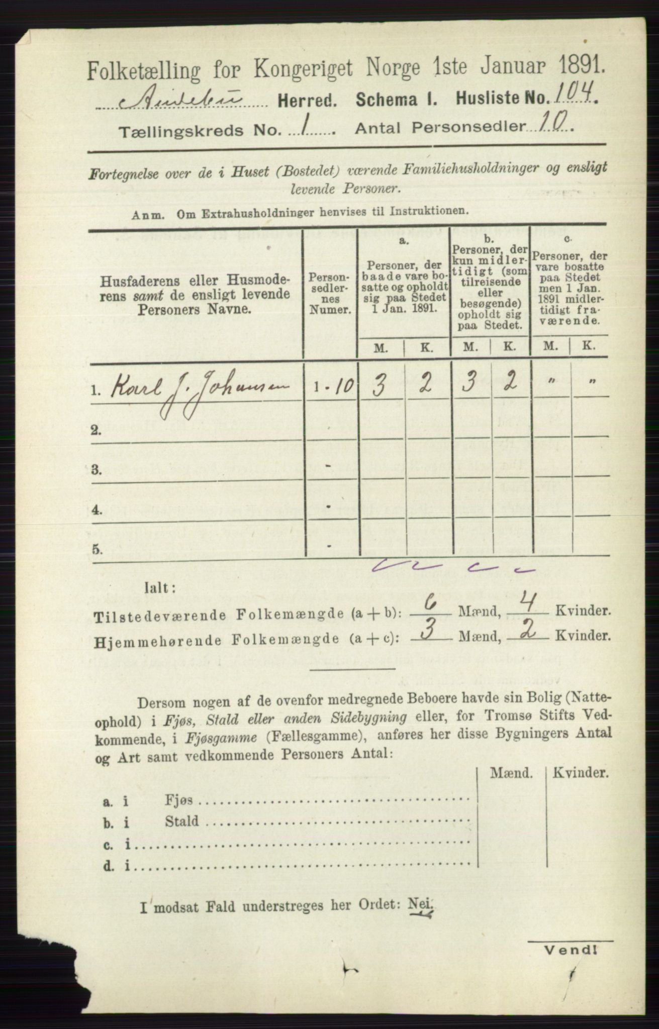 RA, 1891 census for 0719 Andebu, 1891, p. 131