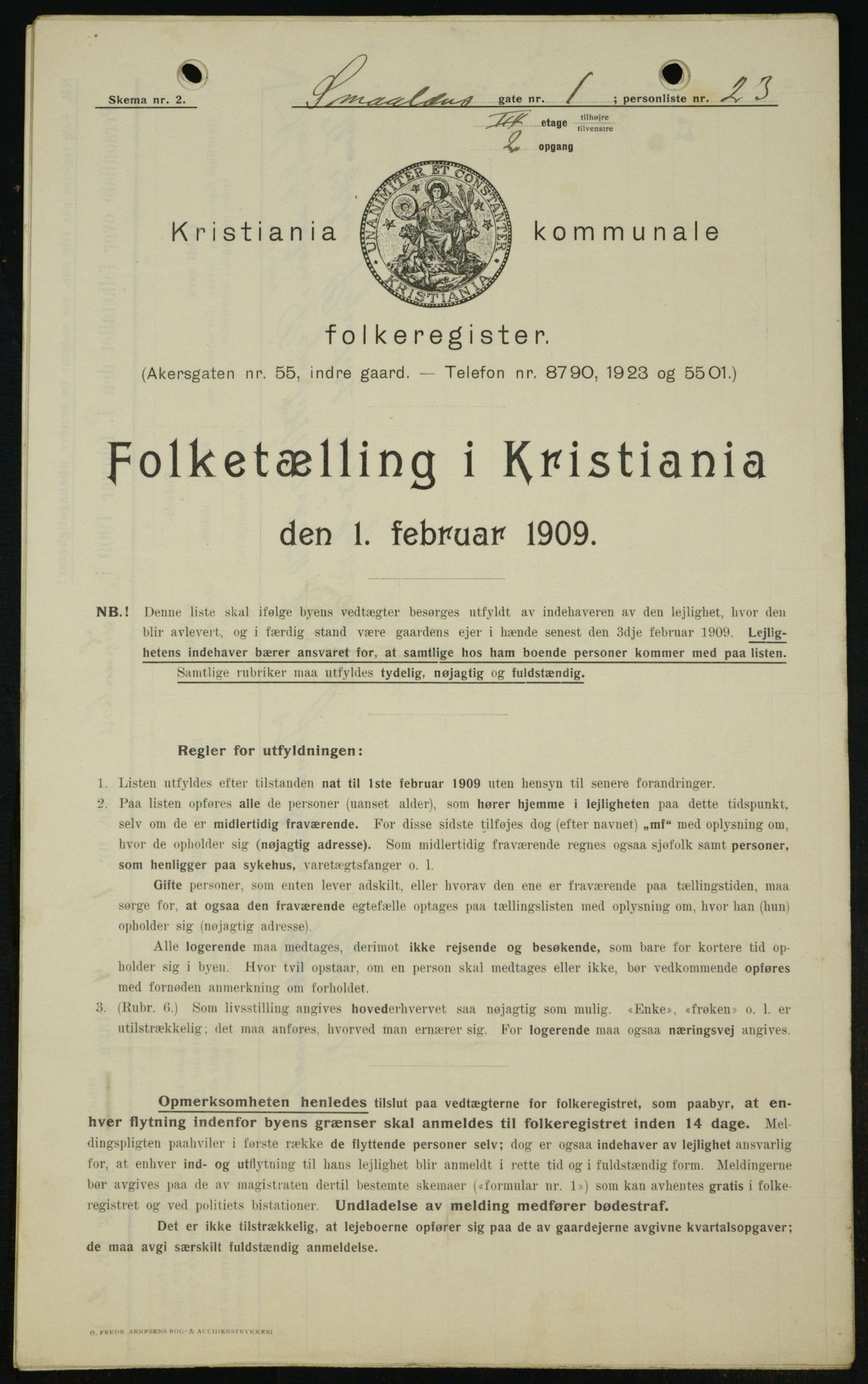 OBA, Municipal Census 1909 for Kristiania, 1909, p. 88586