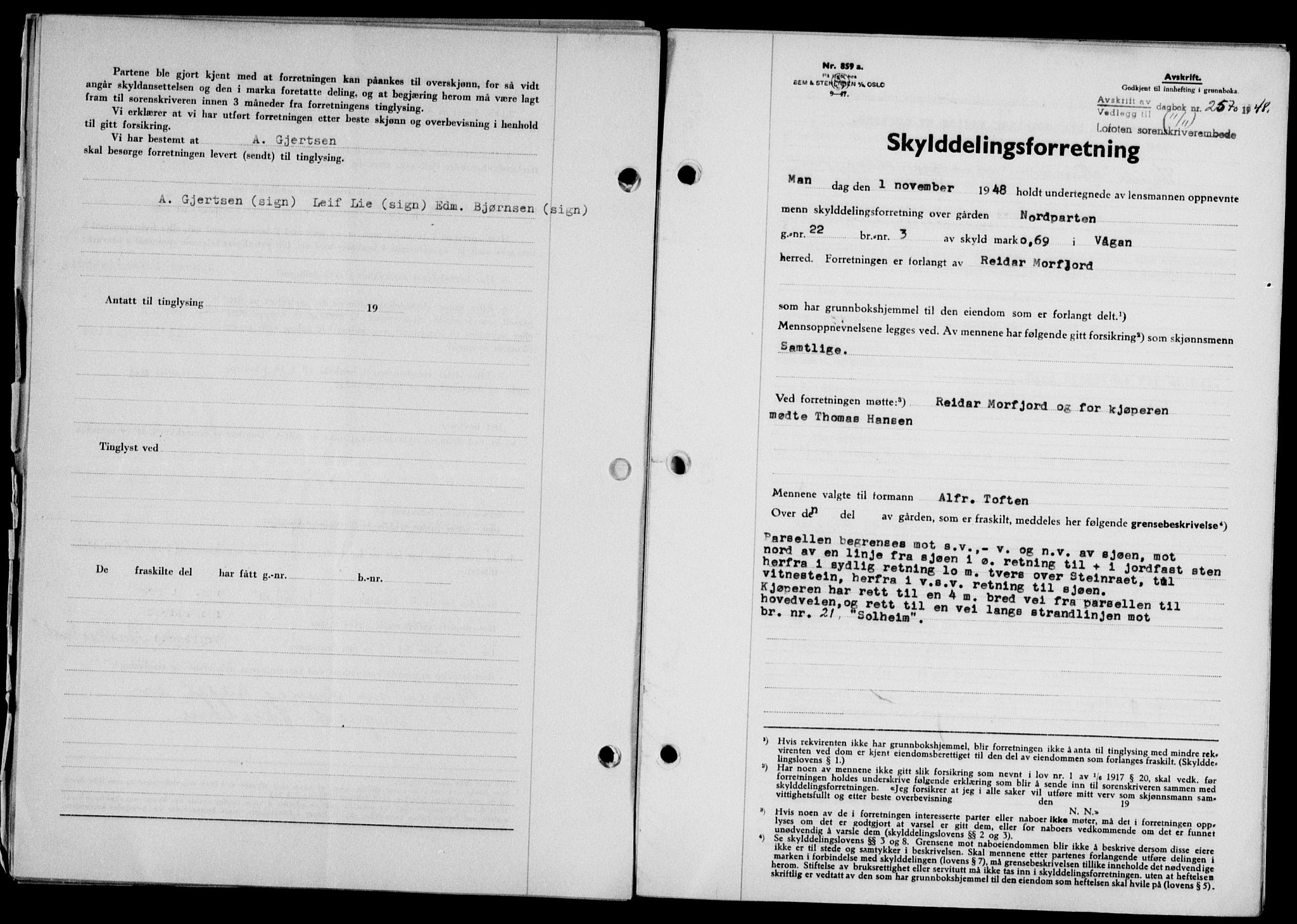 Lofoten sorenskriveri, SAT/A-0017/1/2/2C/L0019a: Mortgage book no. 19a, 1948-1948, Diary no: : 2570/1948
