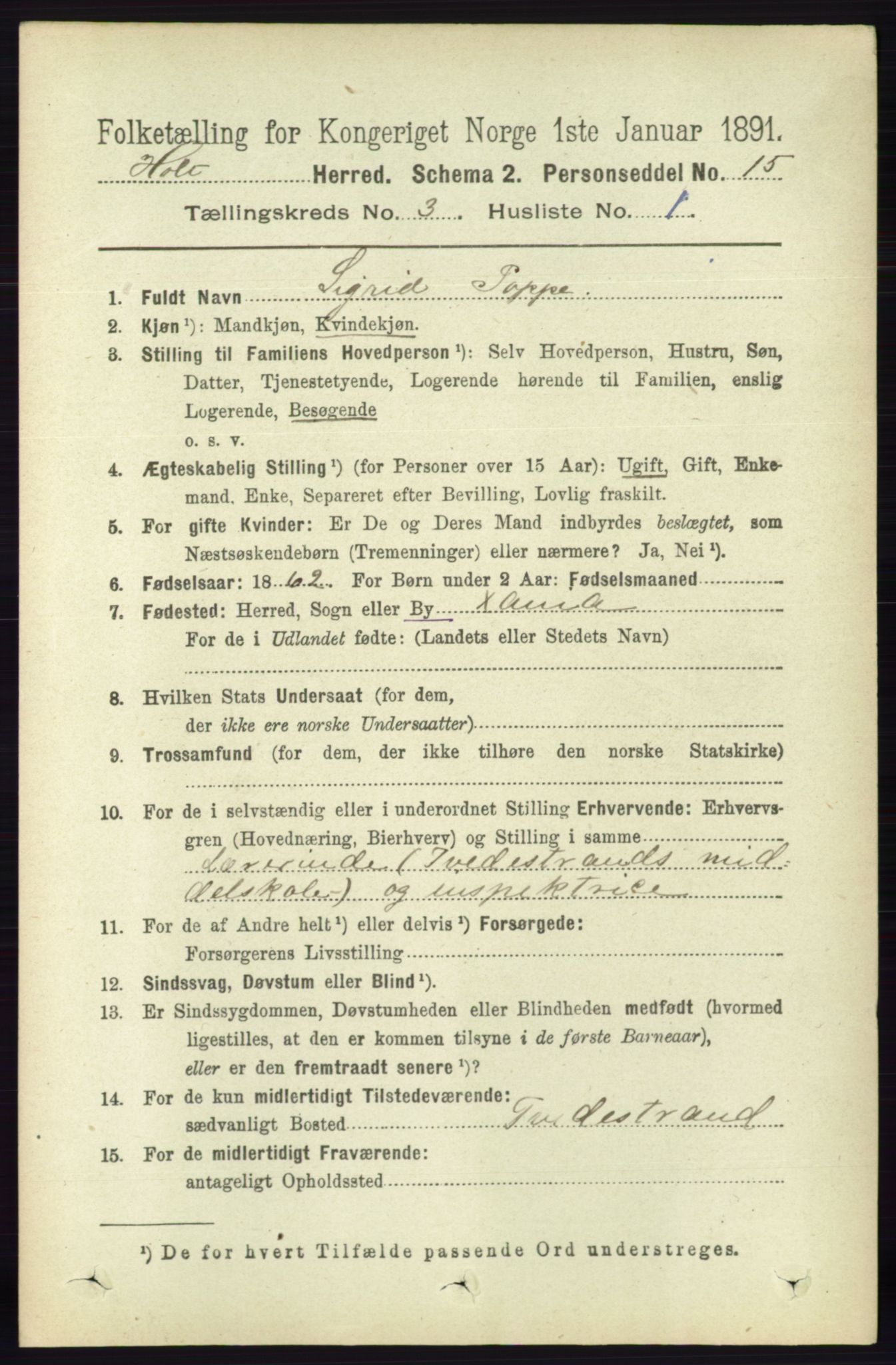 RA, 1891 census for 0914 Holt, 1891, p. 1050