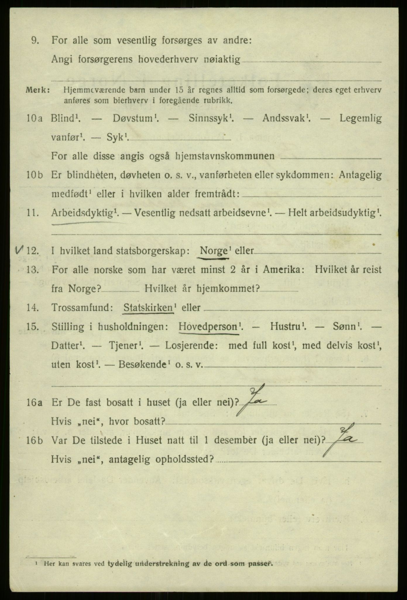 SAB, 1920 census for Bergen, 1920, p. 109213