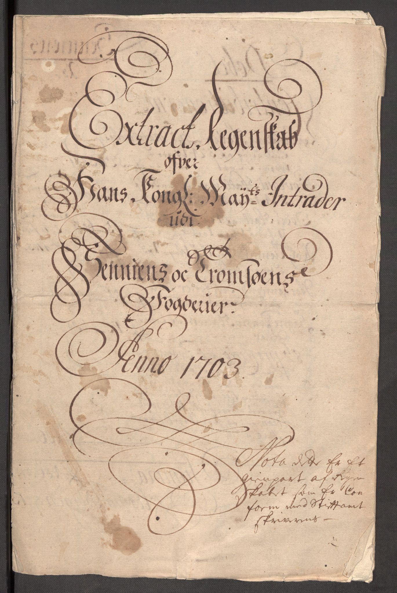 Rentekammeret inntil 1814, Reviderte regnskaper, Fogderegnskap, RA/EA-4092/R68/L4755: Fogderegnskap Senja og Troms, 1700-1704, p. 276