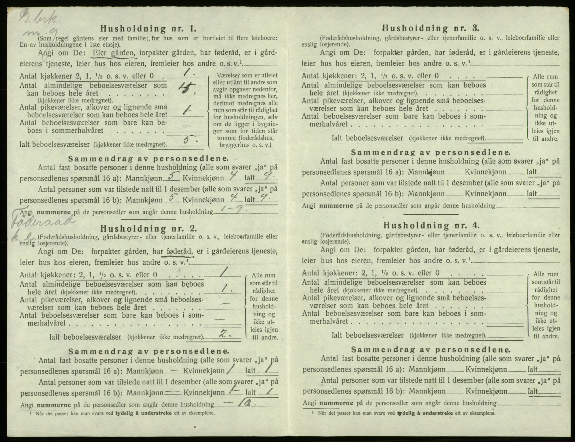 SAB, 1920 census for Bremnes, 1920, p. 482