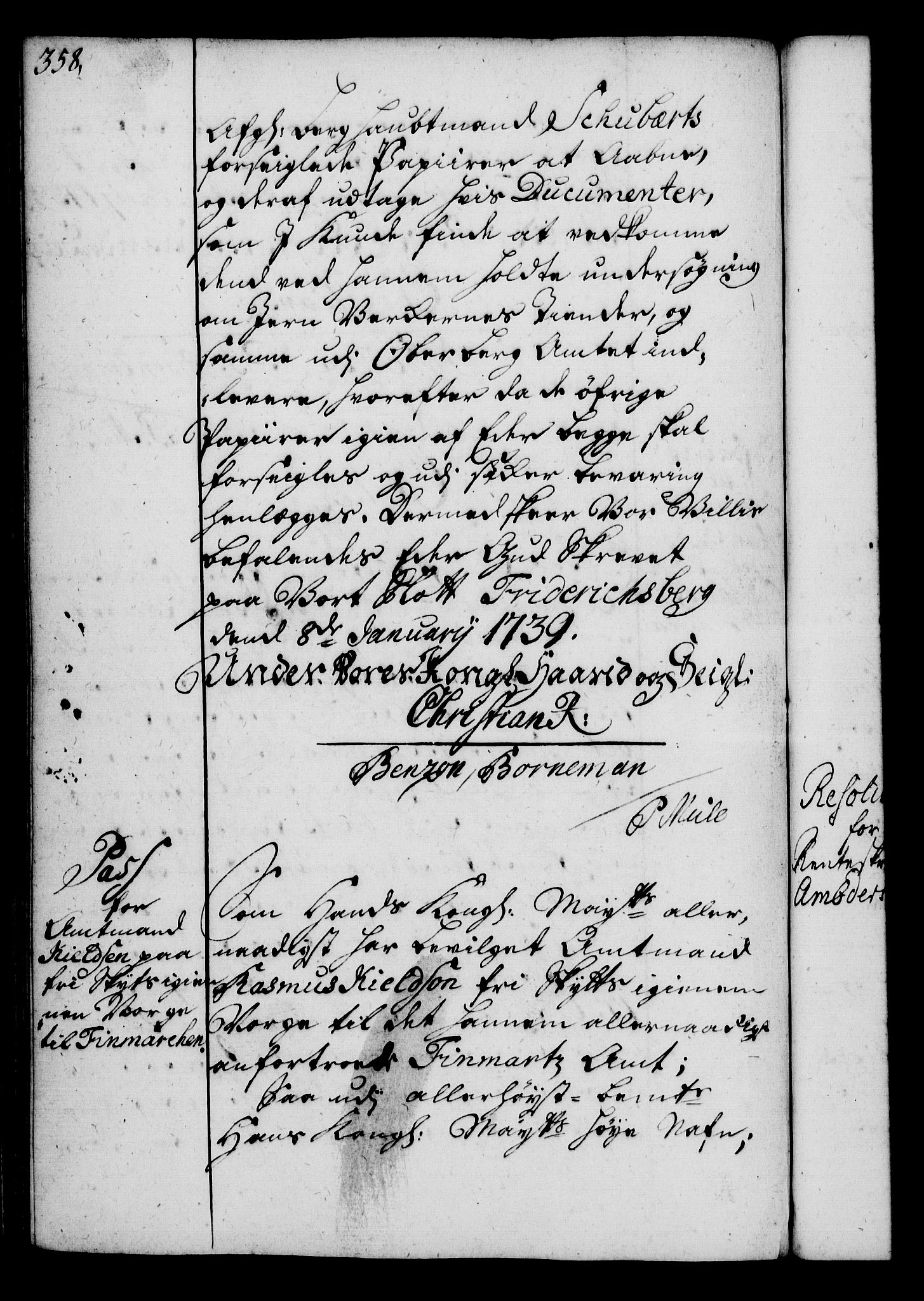Rentekammeret, Kammerkanselliet, RA/EA-3111/G/Gg/Gga/L0004: Norsk ekspedisjonsprotokoll med register (merket RK 53.4), 1734-1741, p. 358