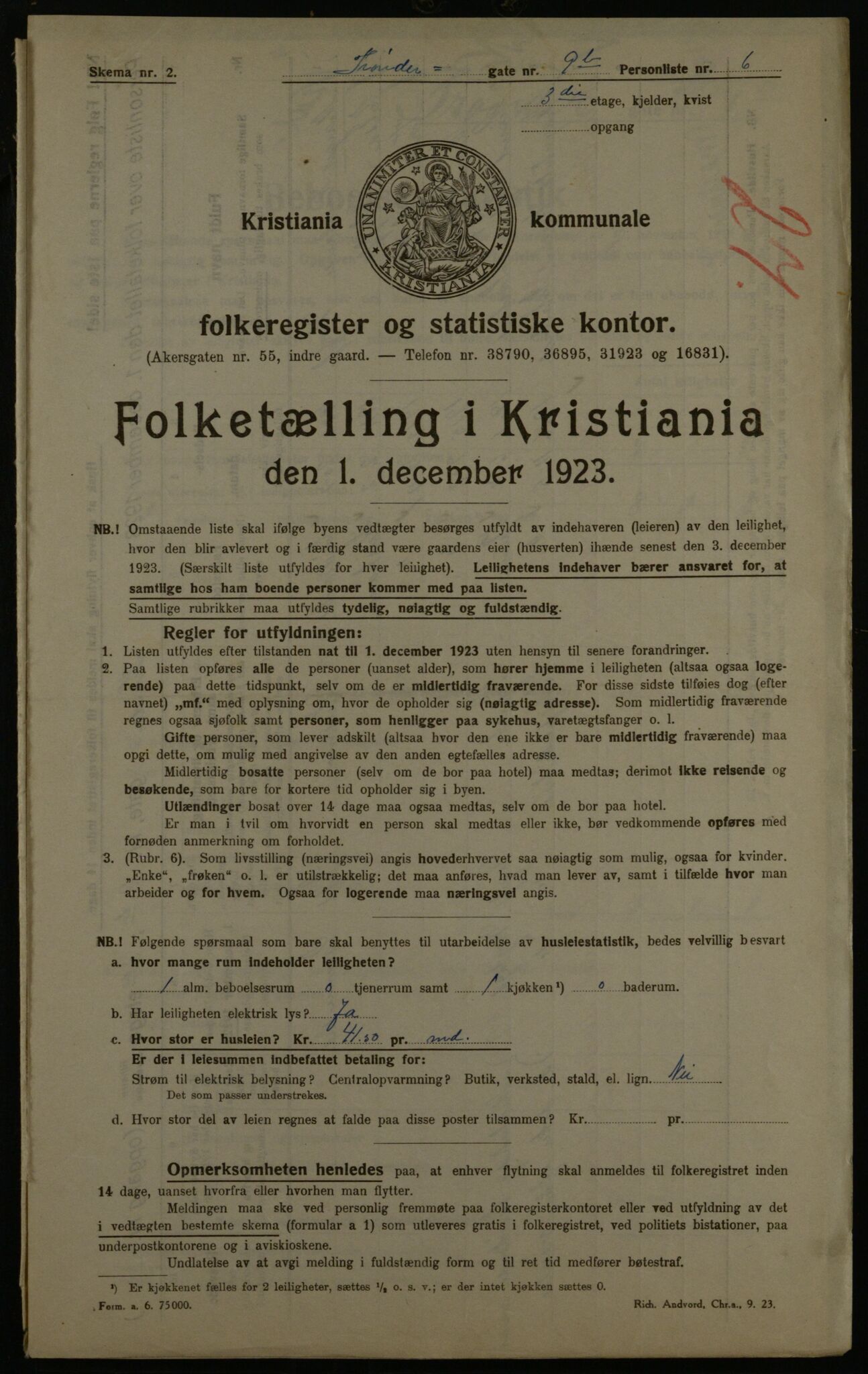 OBA, Municipal Census 1923 for Kristiania, 1923, p. 129394