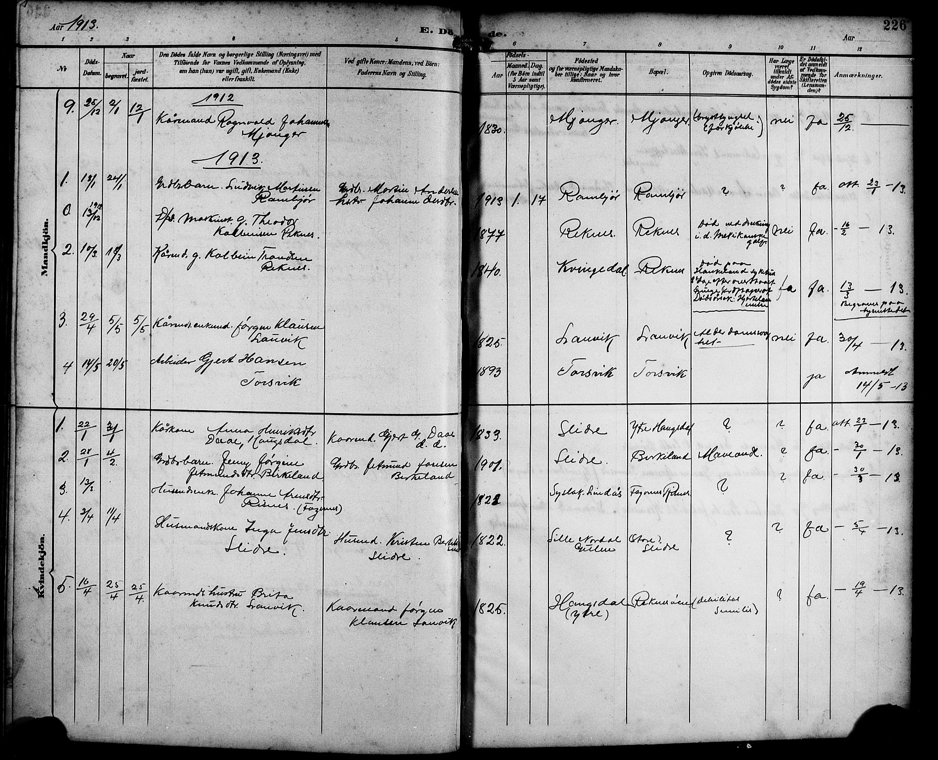 Masfjorden Sokneprestembete, AV/SAB-A-77001: Parish register (copy) no. B 1, 1892-1913, p. 226