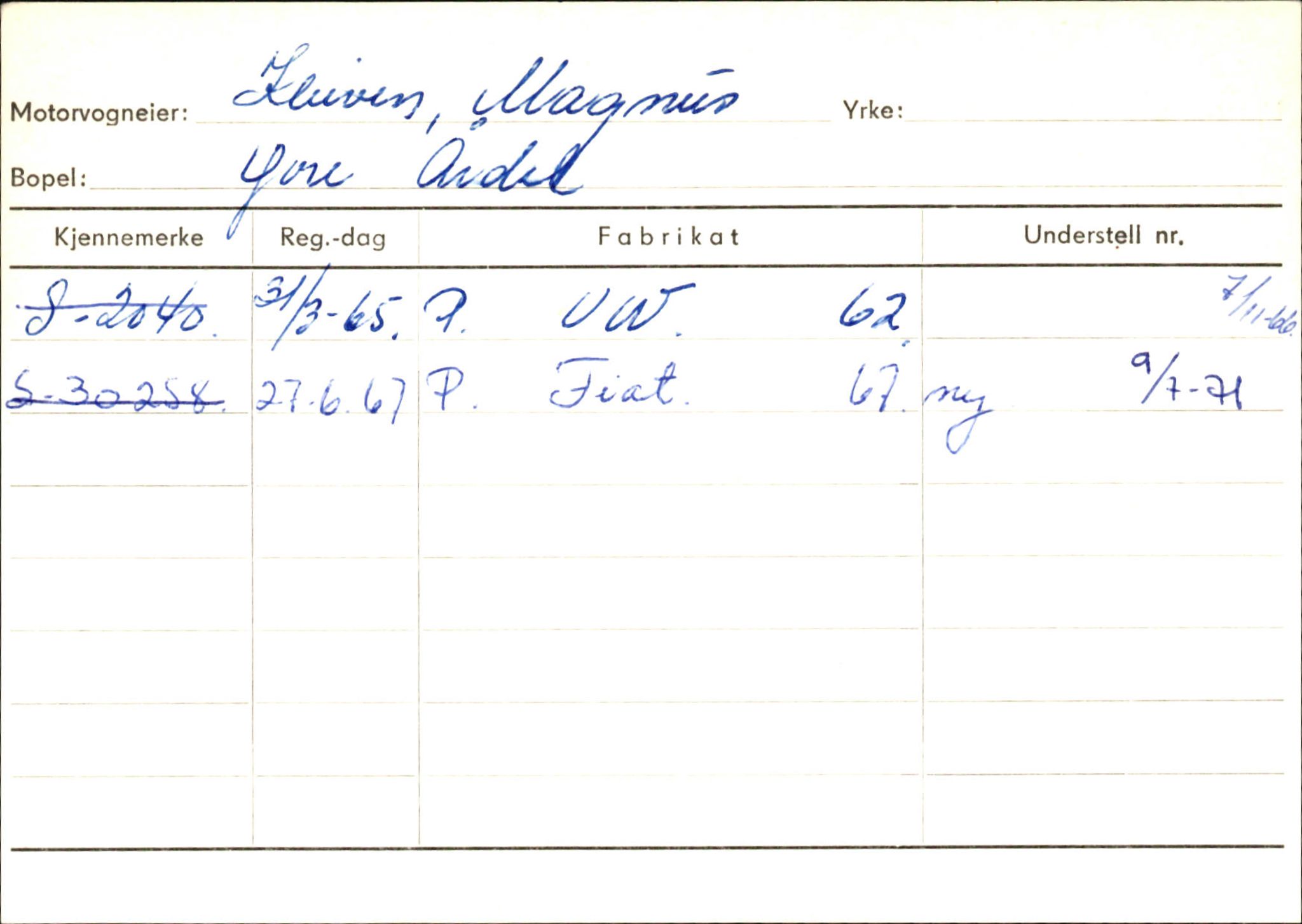 Statens vegvesen, Sogn og Fjordane vegkontor, AV/SAB-A-5301/4/F/L0145: Registerkort Vågsøy S-Å. Årdal I-P, 1945-1975, p. 1150