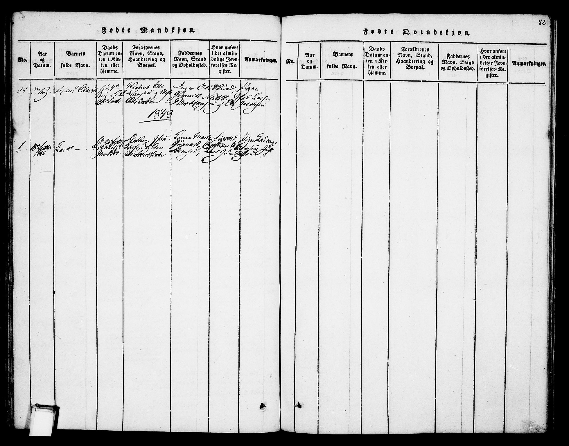 Skien kirkebøker, SAKO/A-302/F/Fa/L0005: Parish register (official) no. 5, 1814-1843, p. 82