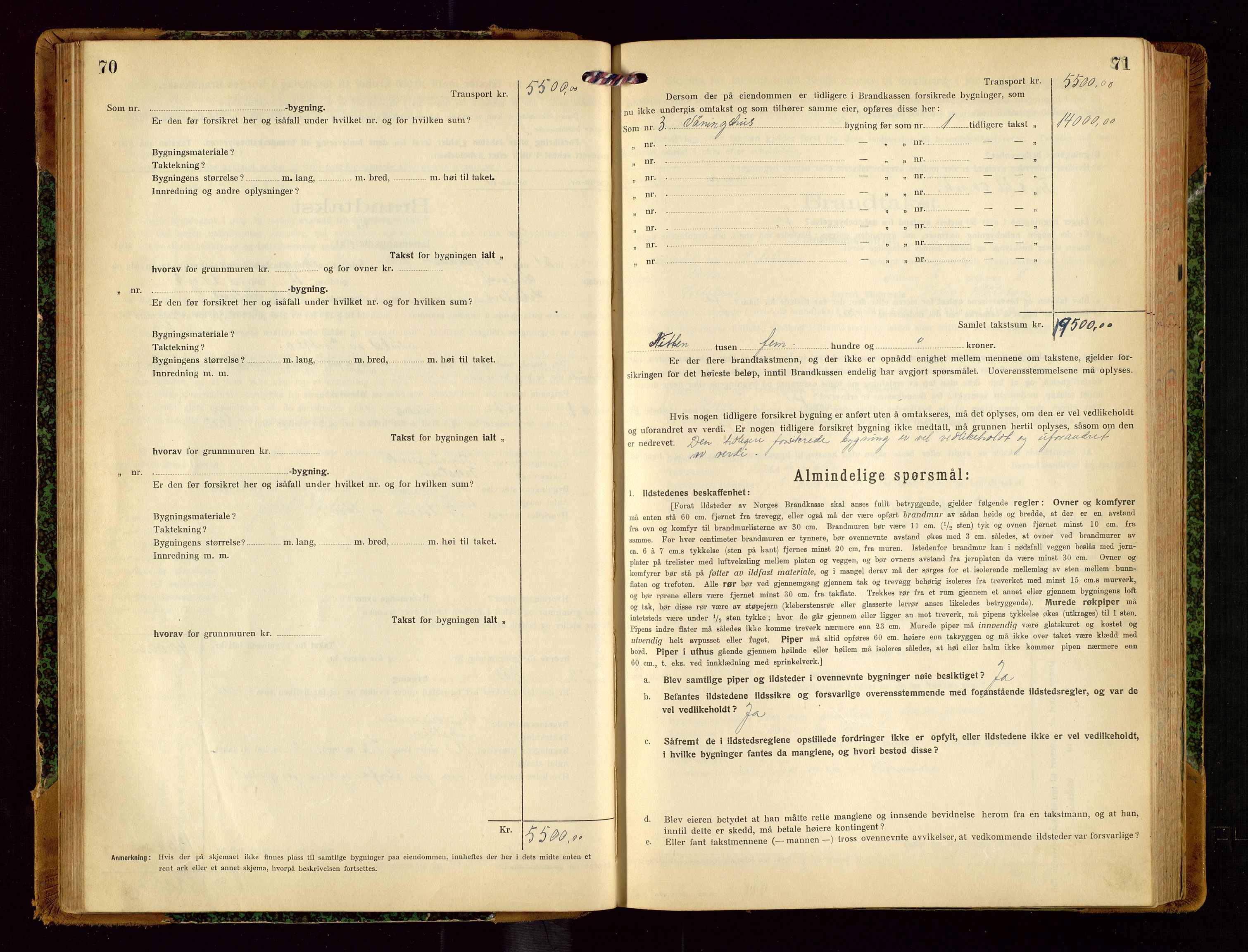 Helleland lensmannskontor, AV/SAST-A-100209/Gob/L0002: "Brandtakstprotokoll", 1921-1930, p. 70-71