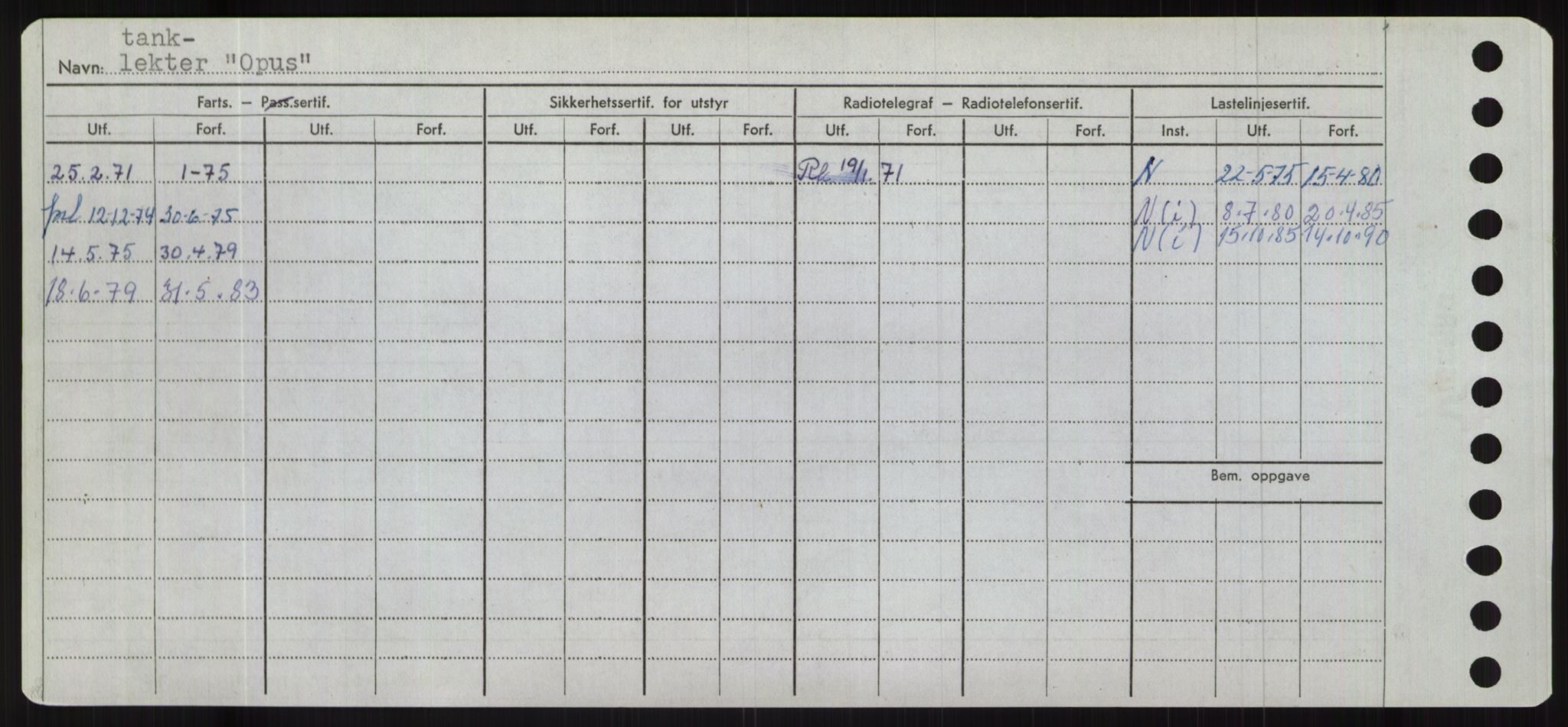 Sjøfartsdirektoratet med forløpere, Skipsmålingen, RA/S-1627/H/Hc/L0001: Lektere, A-Y, p. 338