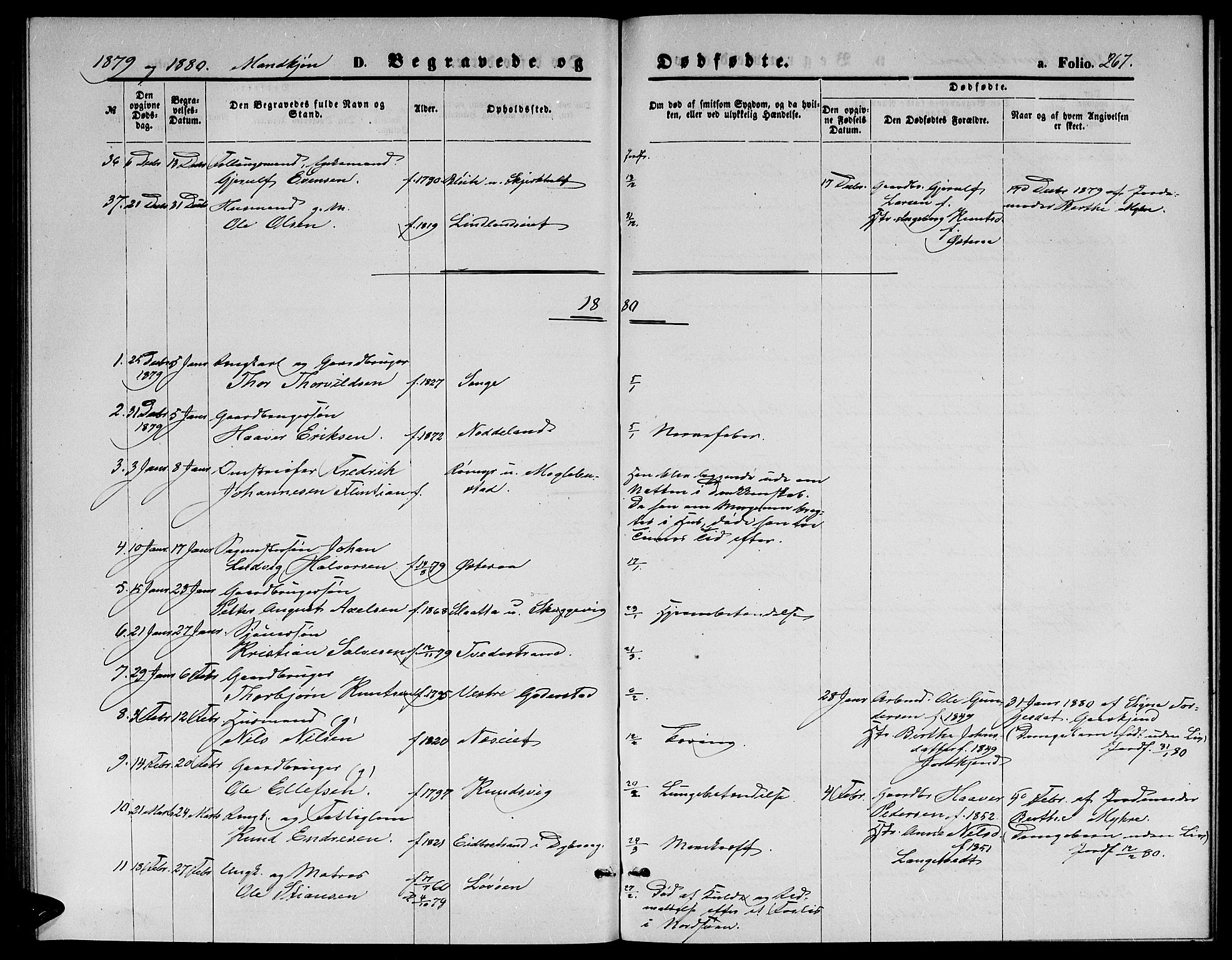 Holt sokneprestkontor, AV/SAK-1111-0021/F/Fb/L0009: Parish register (copy) no. B 9, 1871-1883, p. 267